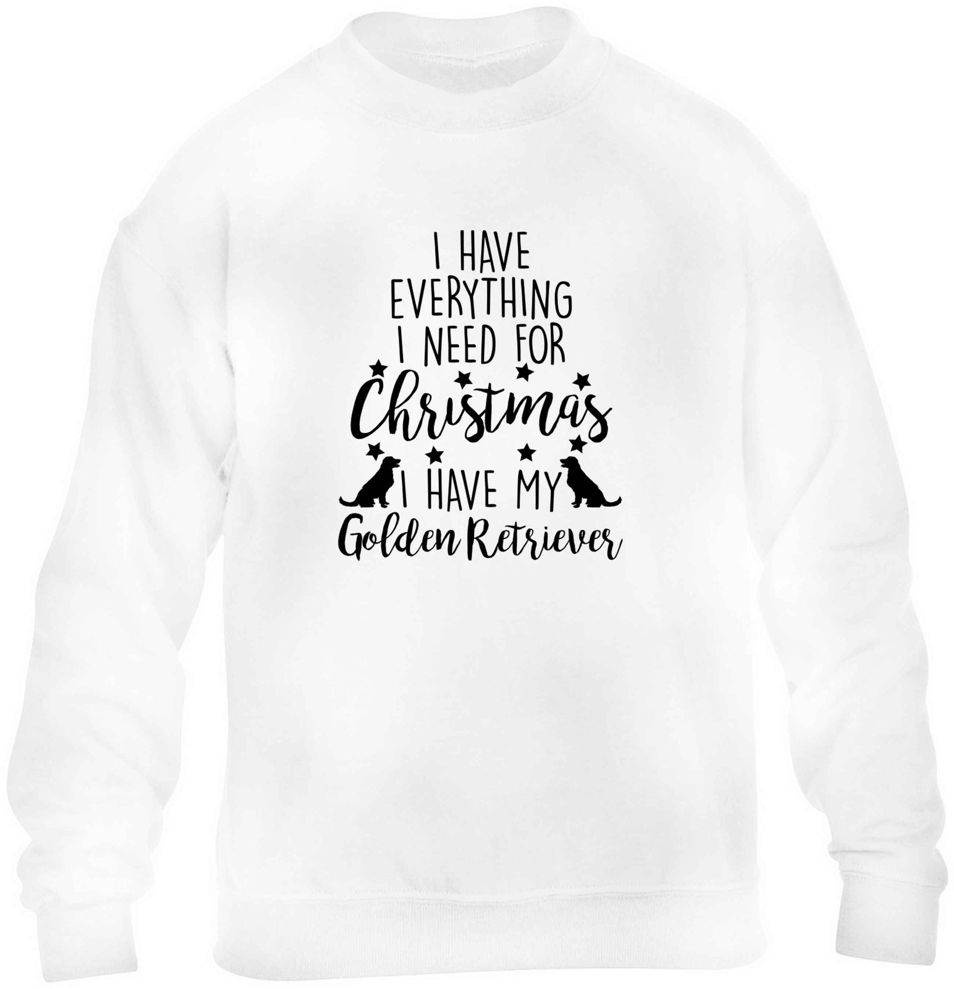 I have everything I need for Christmas I have my golden retriever children's white sweater 12-13 Years