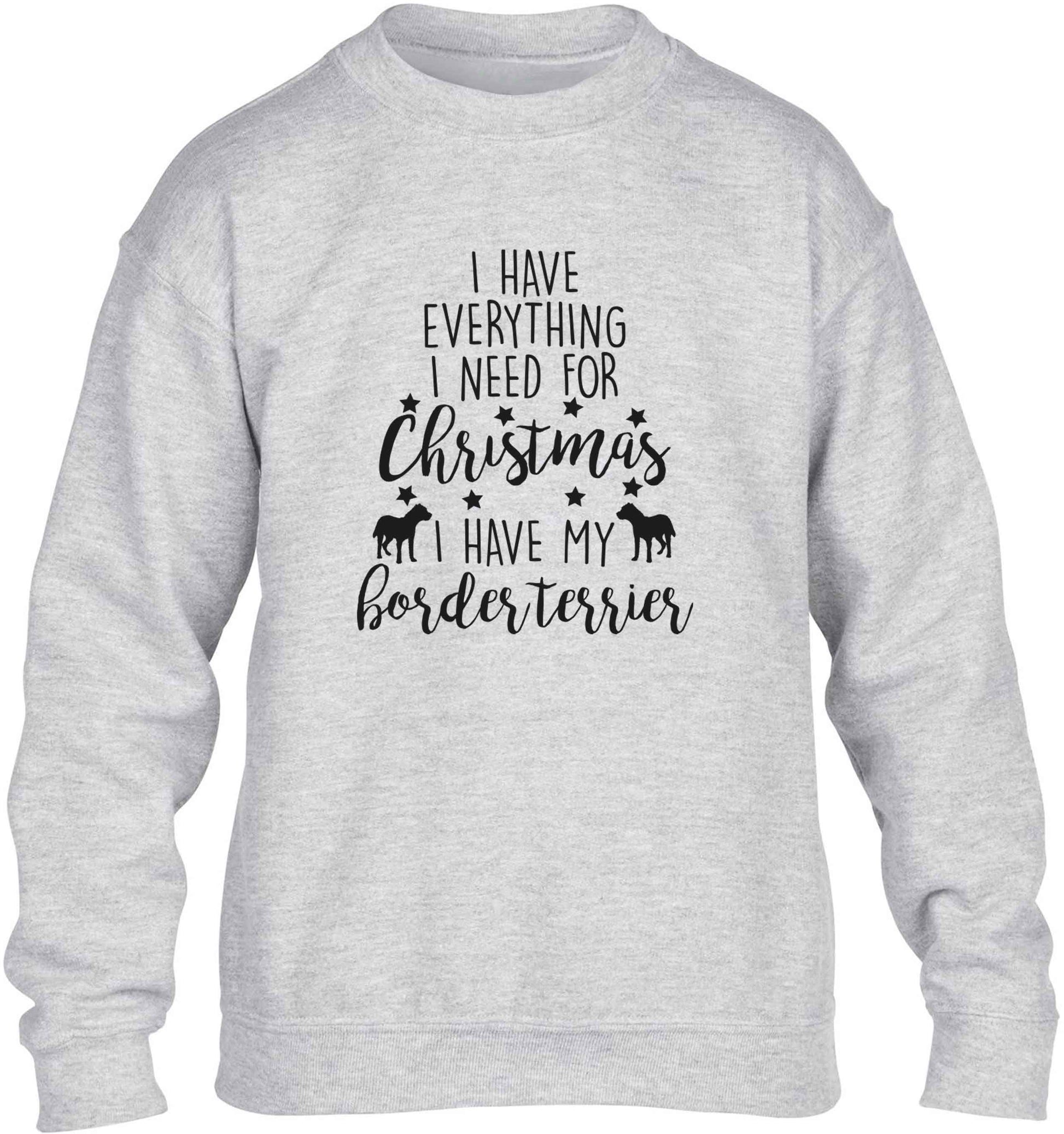 I have everything I need for Christmas I have my border terrier children's grey sweater 12-13 Years