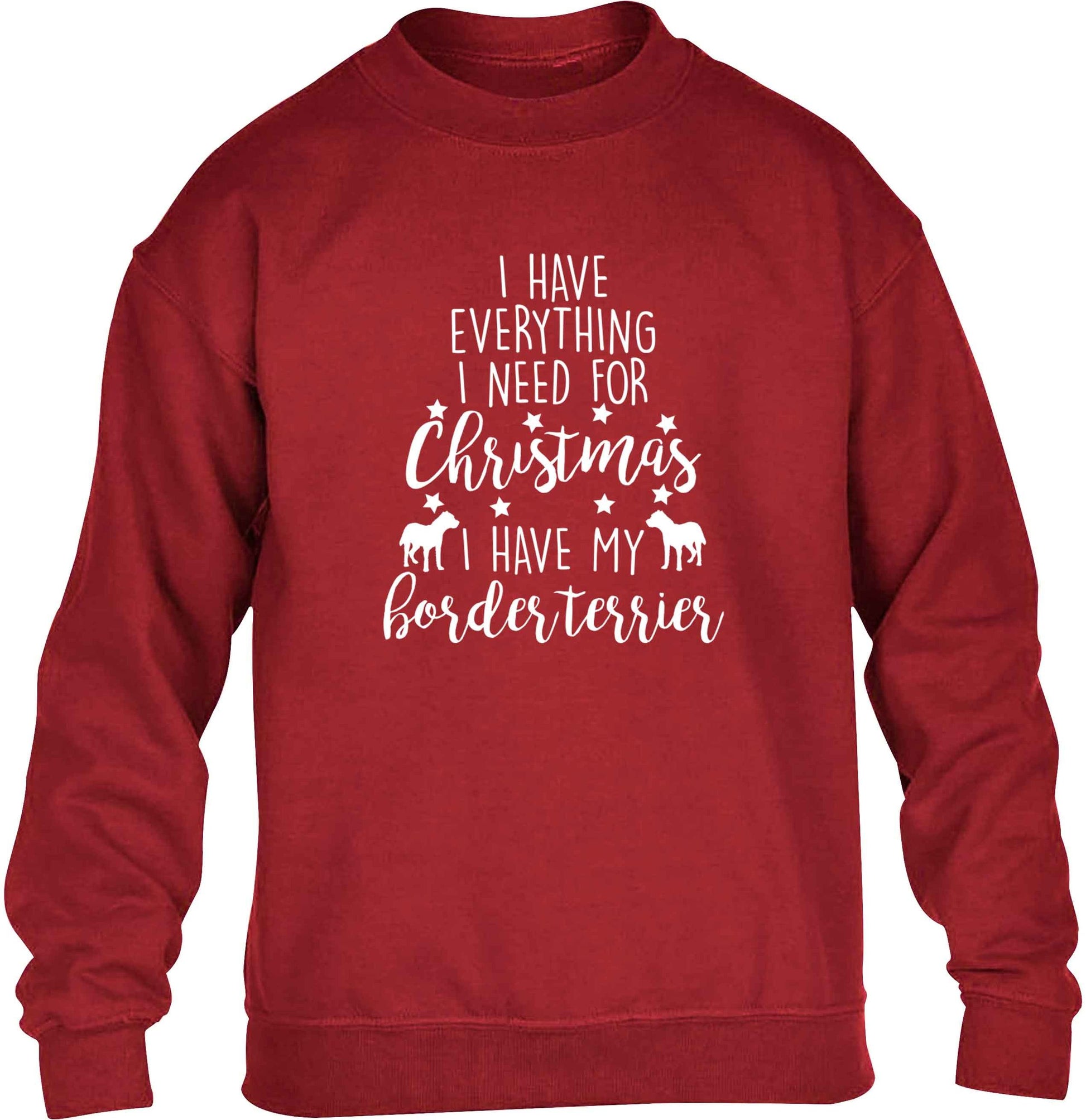 I have everything I need for Christmas I have my border terrier children's grey sweater 12-13 Years