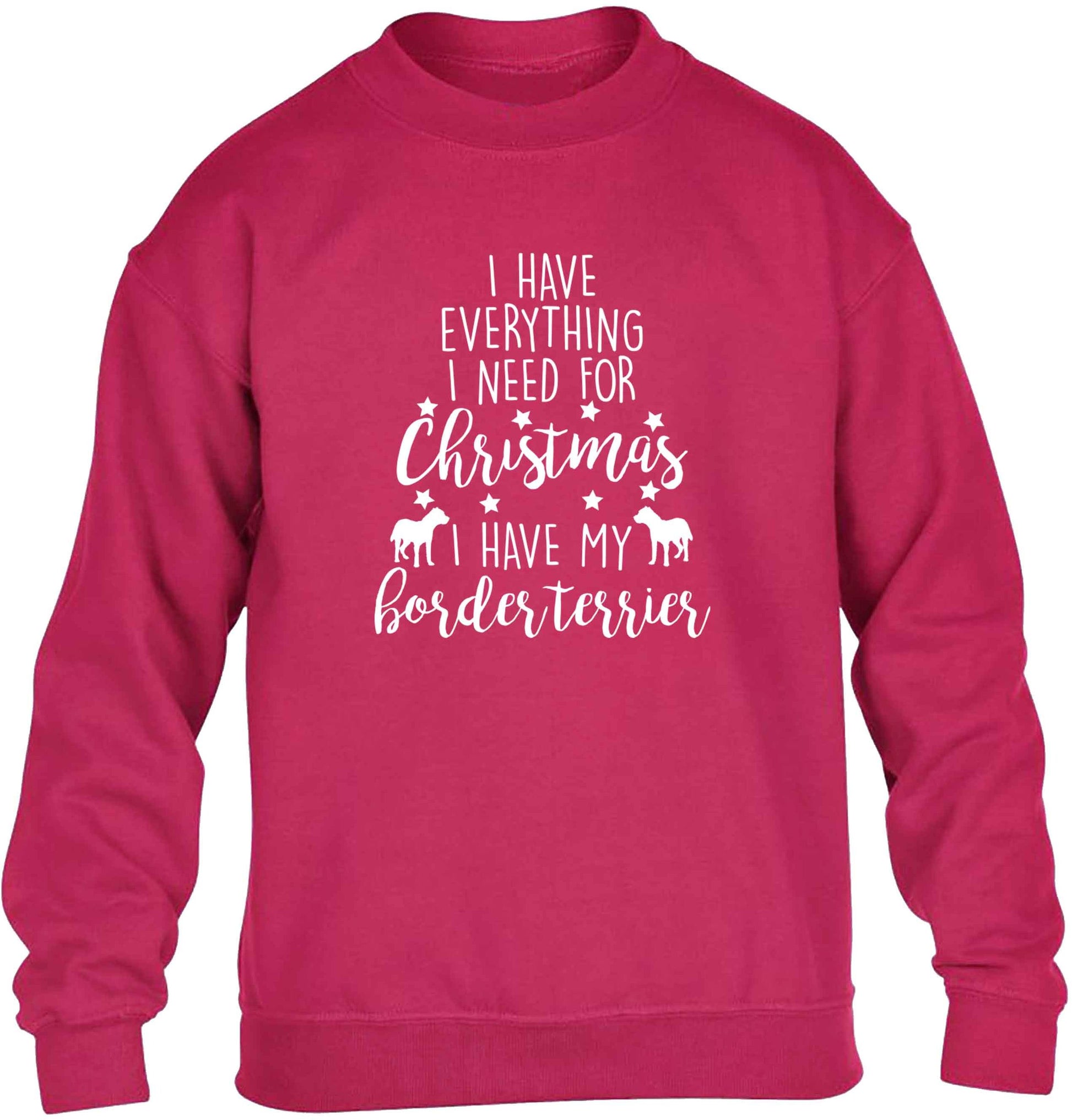 I have everything I need for Christmas I have my border terrier children's pink sweater 12-13 Years