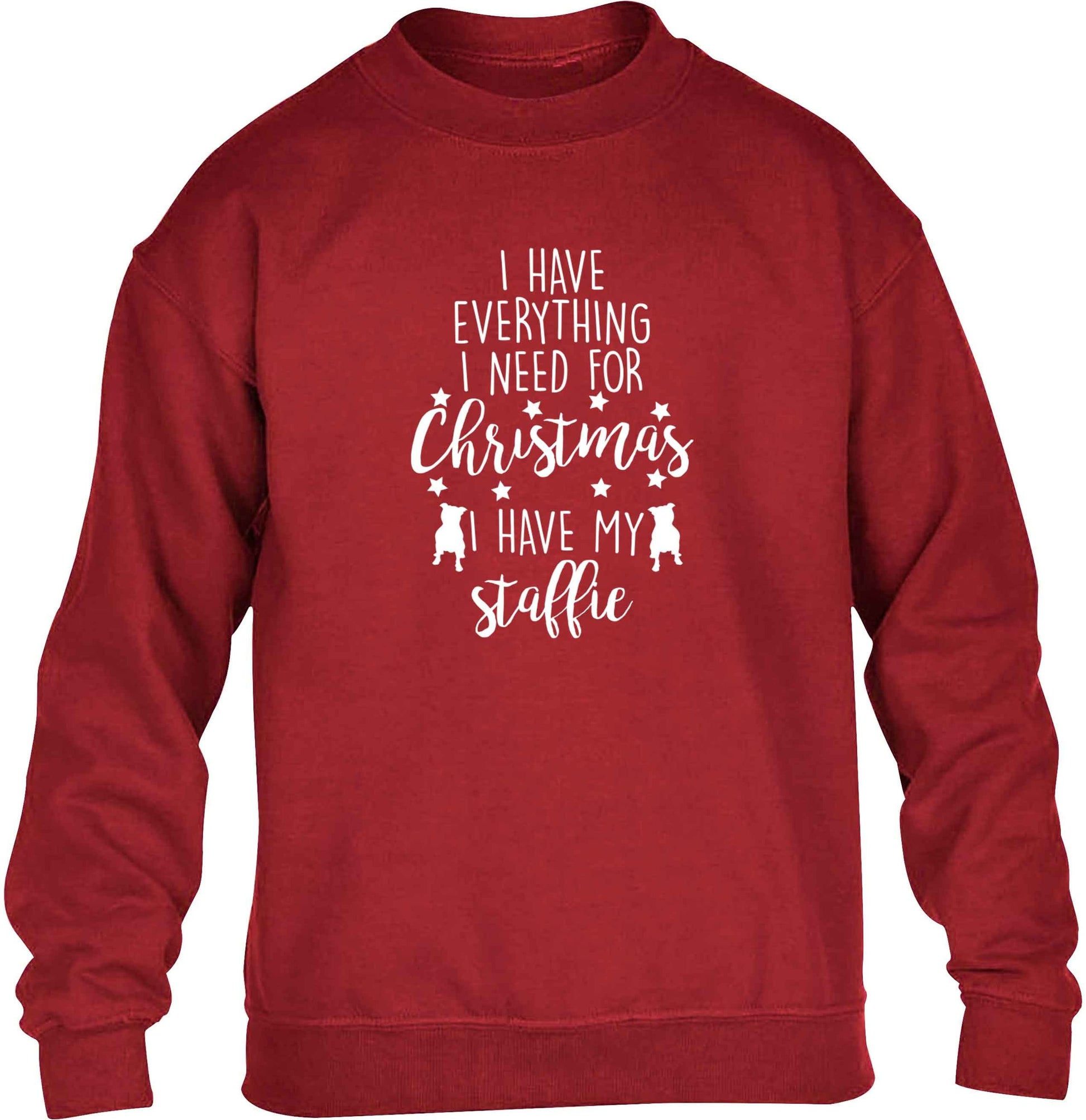 I have everything I need for Christmas I have my staffie children's grey sweater 12-13 Years
