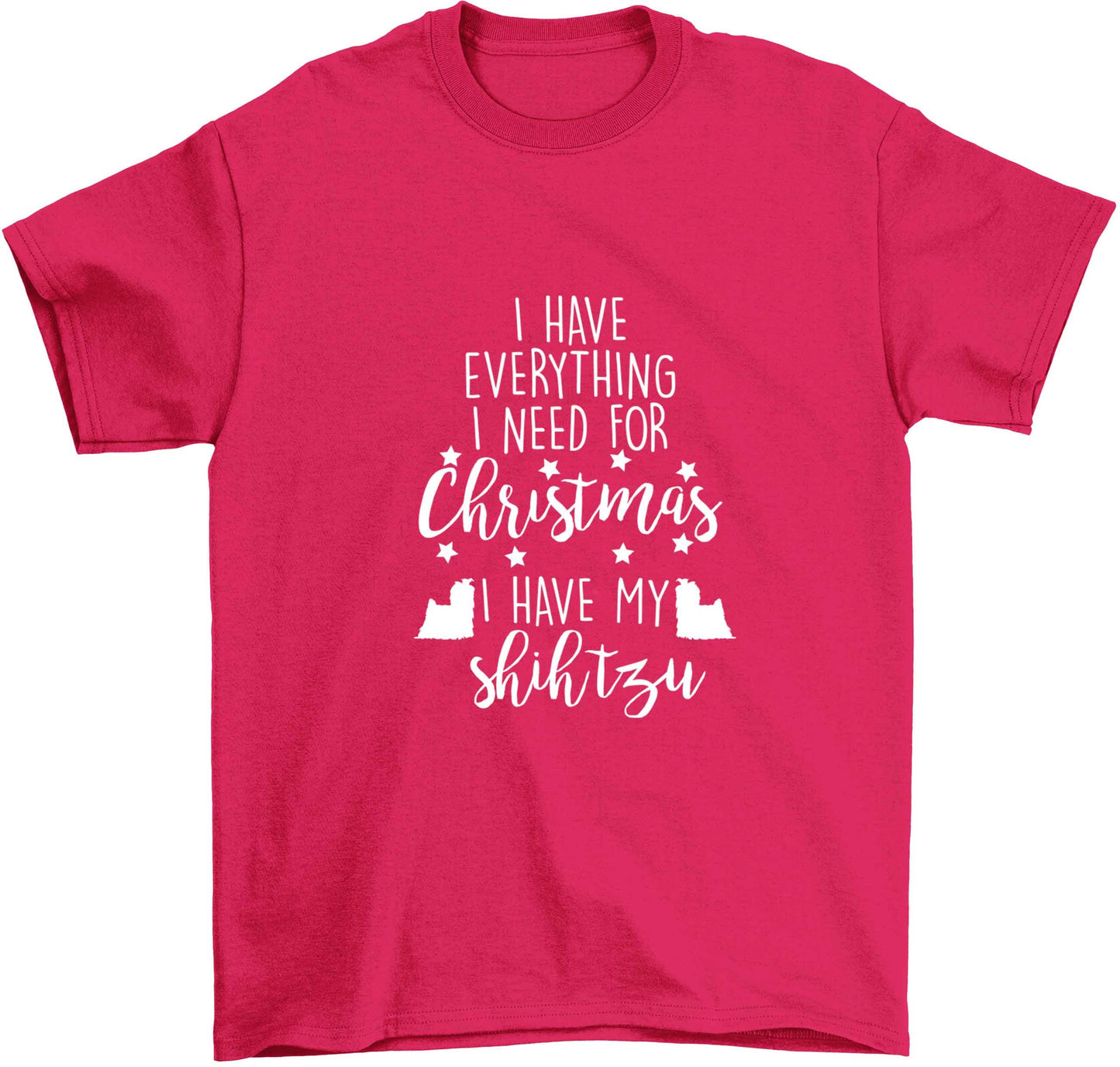 I have everything I need for Christmas I have my shih tzu Children's pink Tshirt 12-13 Years