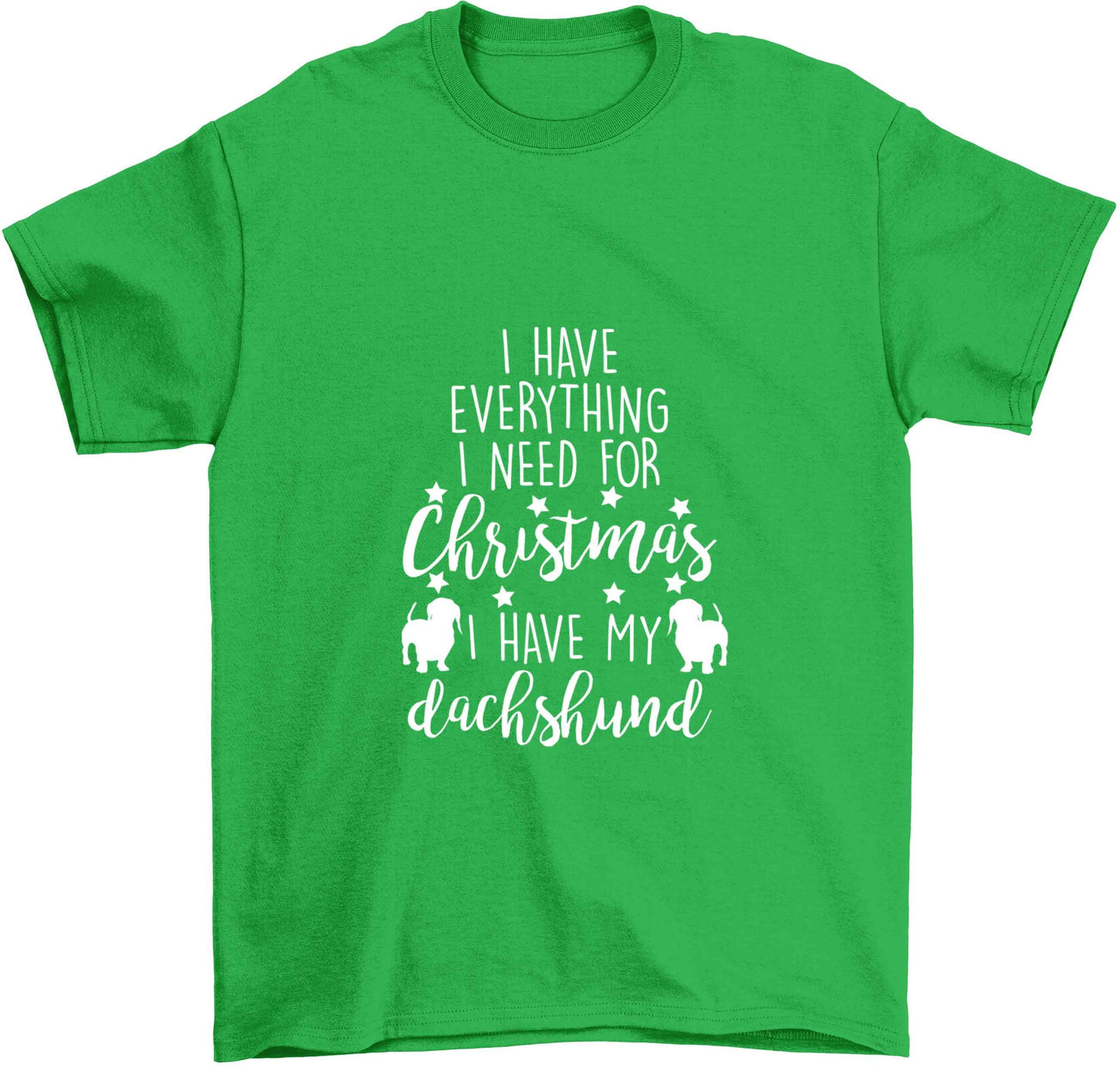 I have everything I need for Christmas I have my dachshund Children's green Tshirt 12-13 Years
