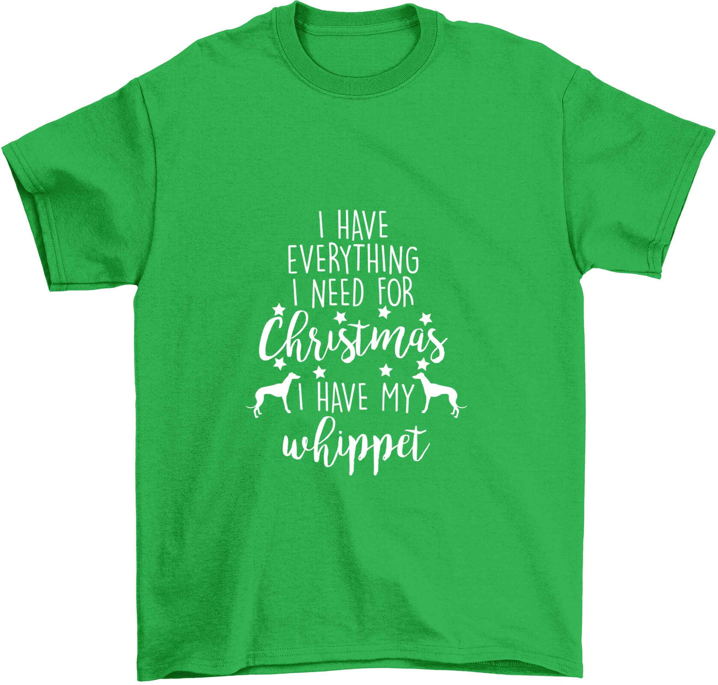 I have everything I need for Christmas I have my whippet Children's green Tshirt 12-13 Years