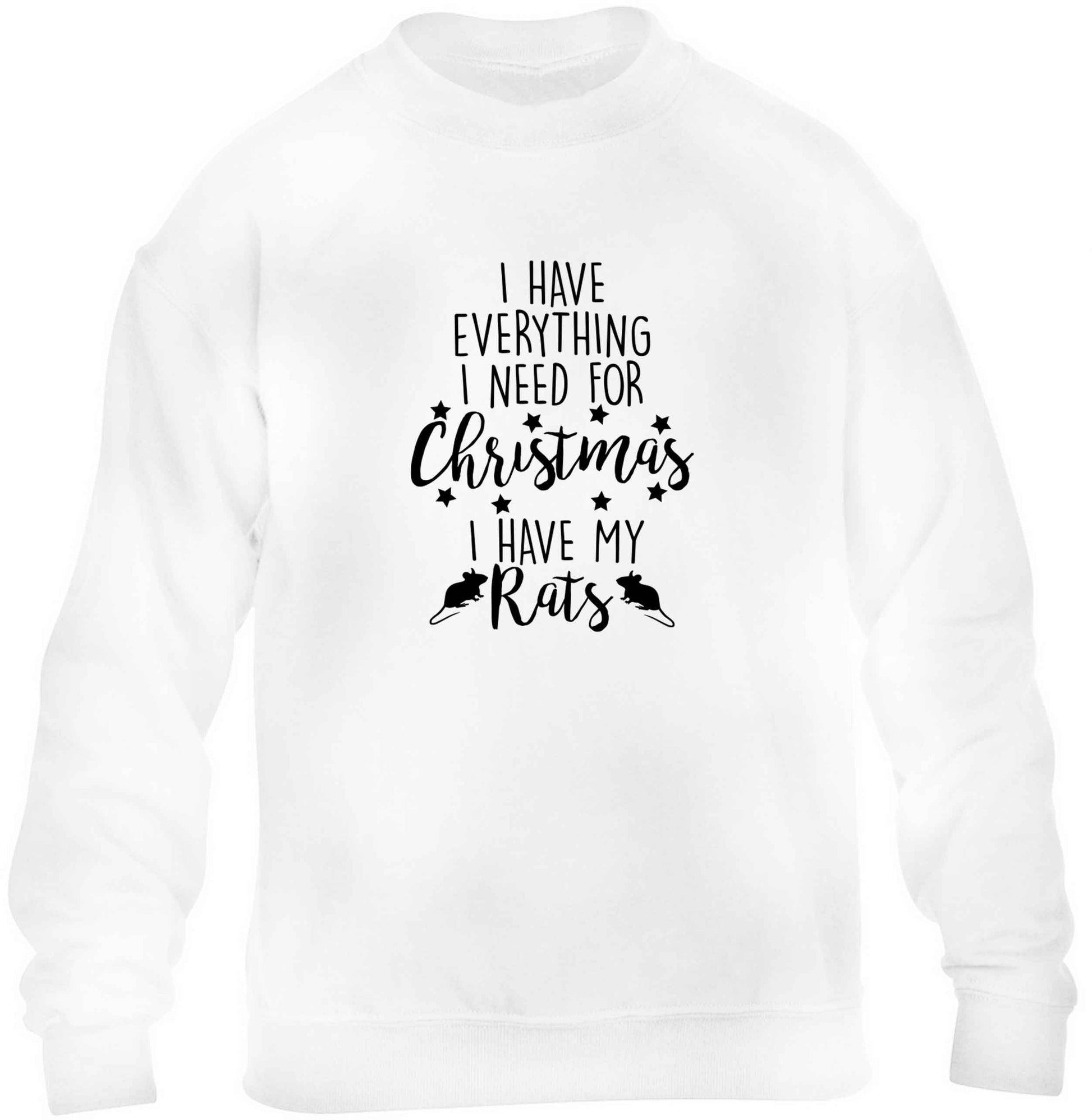 I have everything I need for Christmas I have my rats children's white sweater 12-13 Years