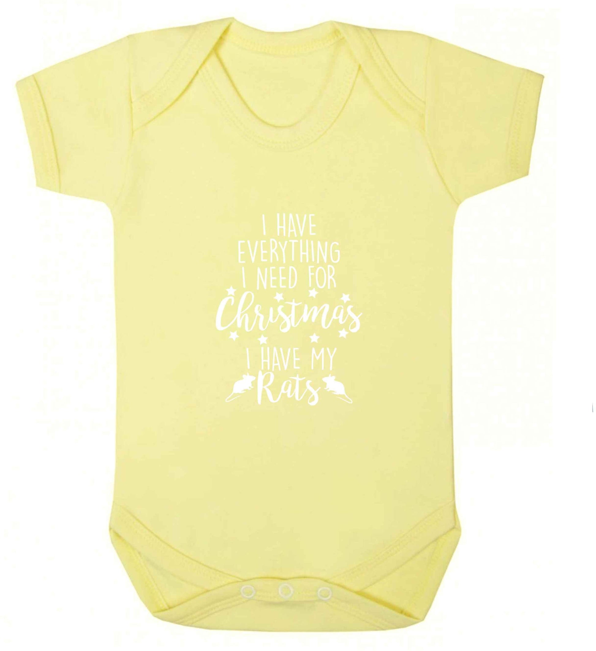 I have everything I need for Christmas I have my rats baby vest pale yellow 18-24 months