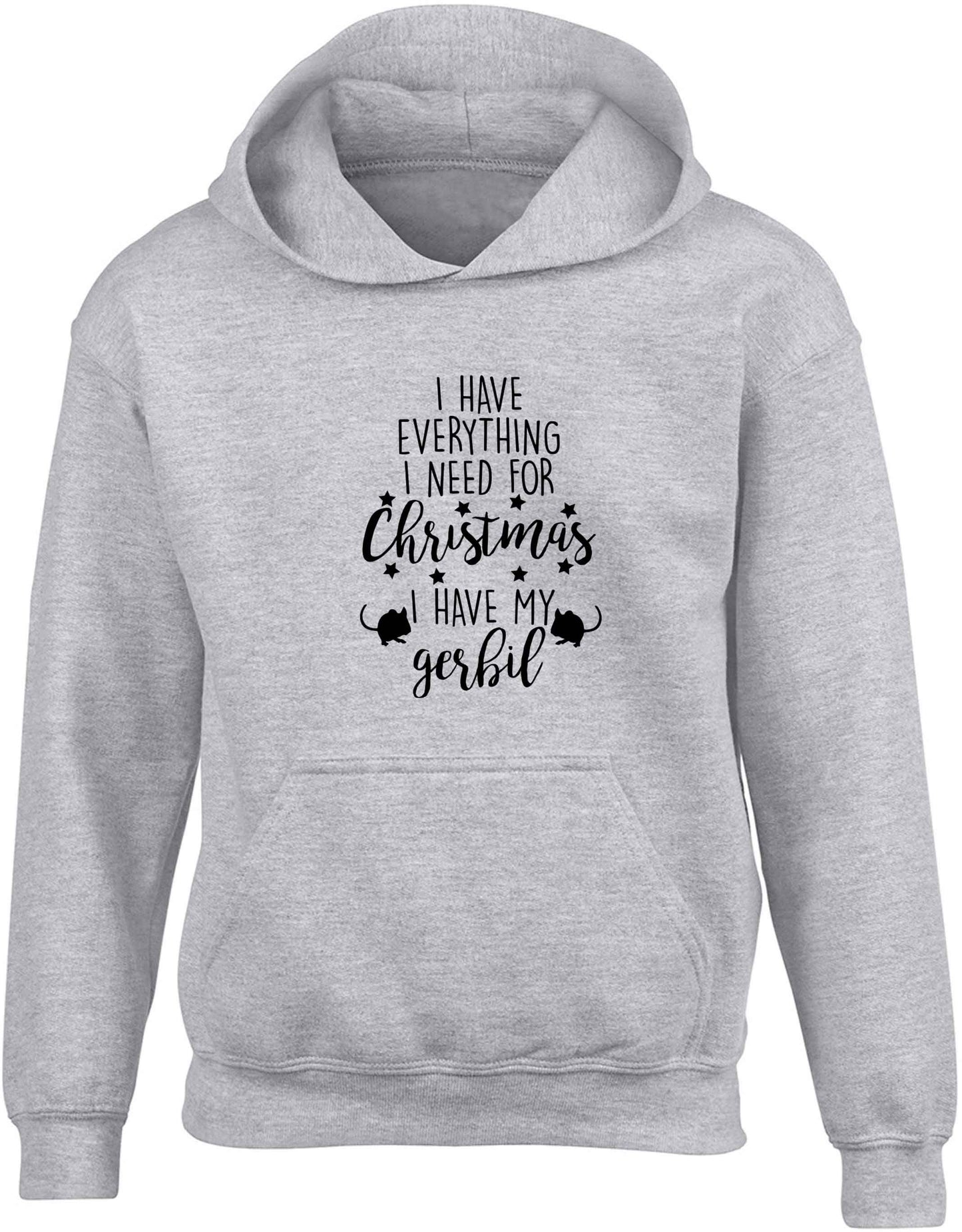 I have everything I need for Christmas I have my gerbil children's grey hoodie 12-13 Years