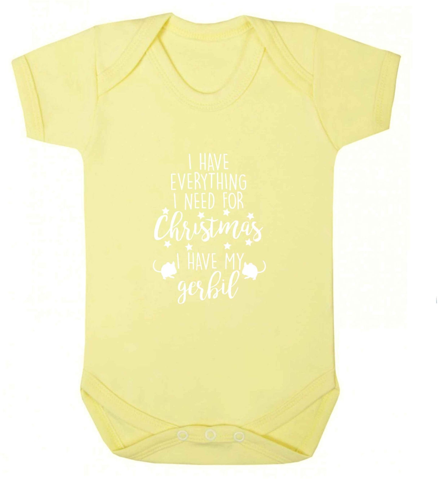 I have everything I need for Christmas I have my gerbil baby vest pale yellow 18-24 months