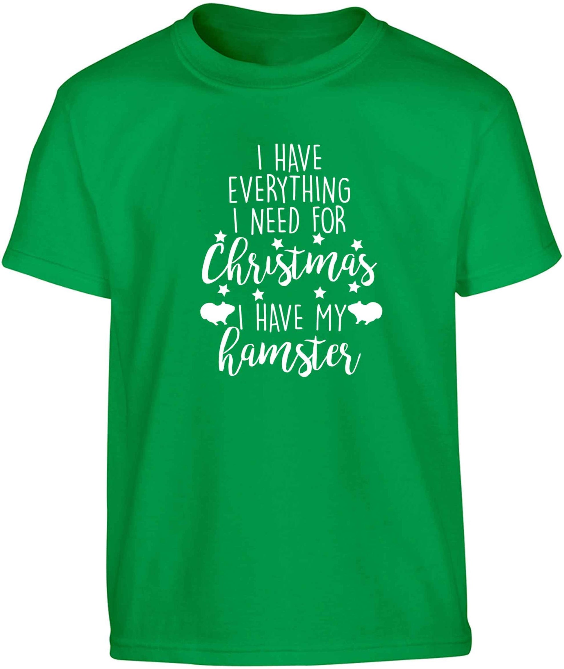 I have everything I need for Christmas I have my hamster Children's green Tshirt 12-13 Years