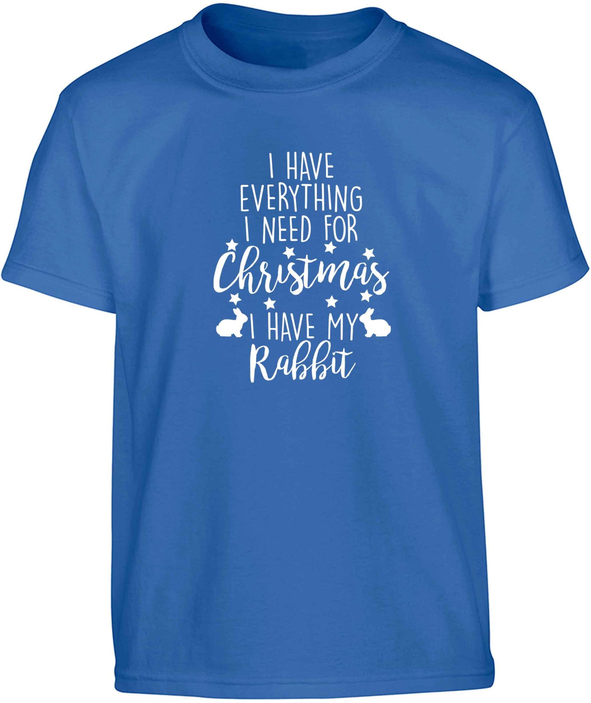 I have everything I need for Christmas I have my rabbit Children's blue Tshirt 12-13 Years