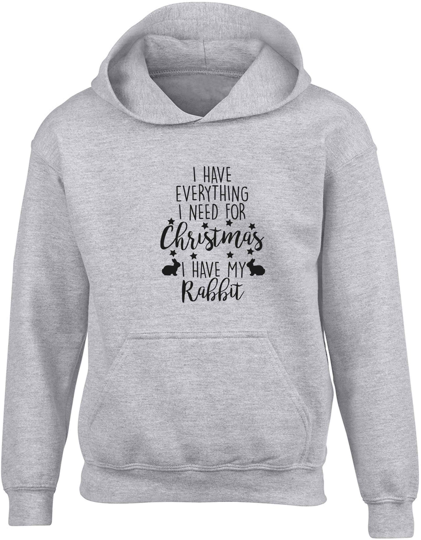 I have everything I need for Christmas I have my rabbit children's grey hoodie 12-13 Years