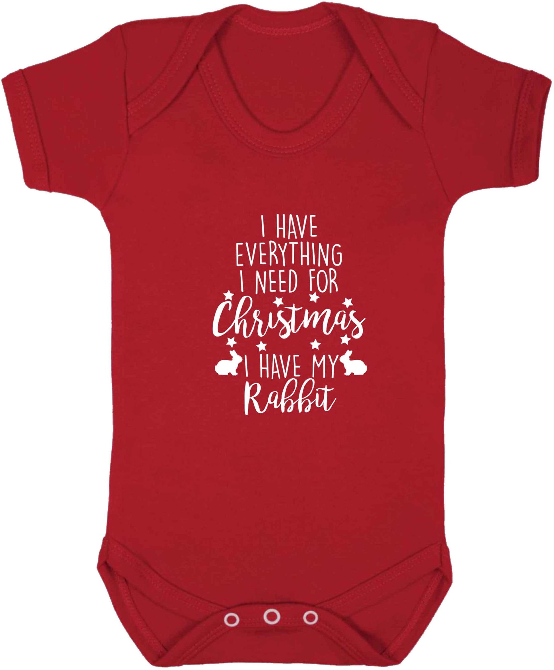 I have everything I need for Christmas I have my rabbit baby vest red 18-24 months