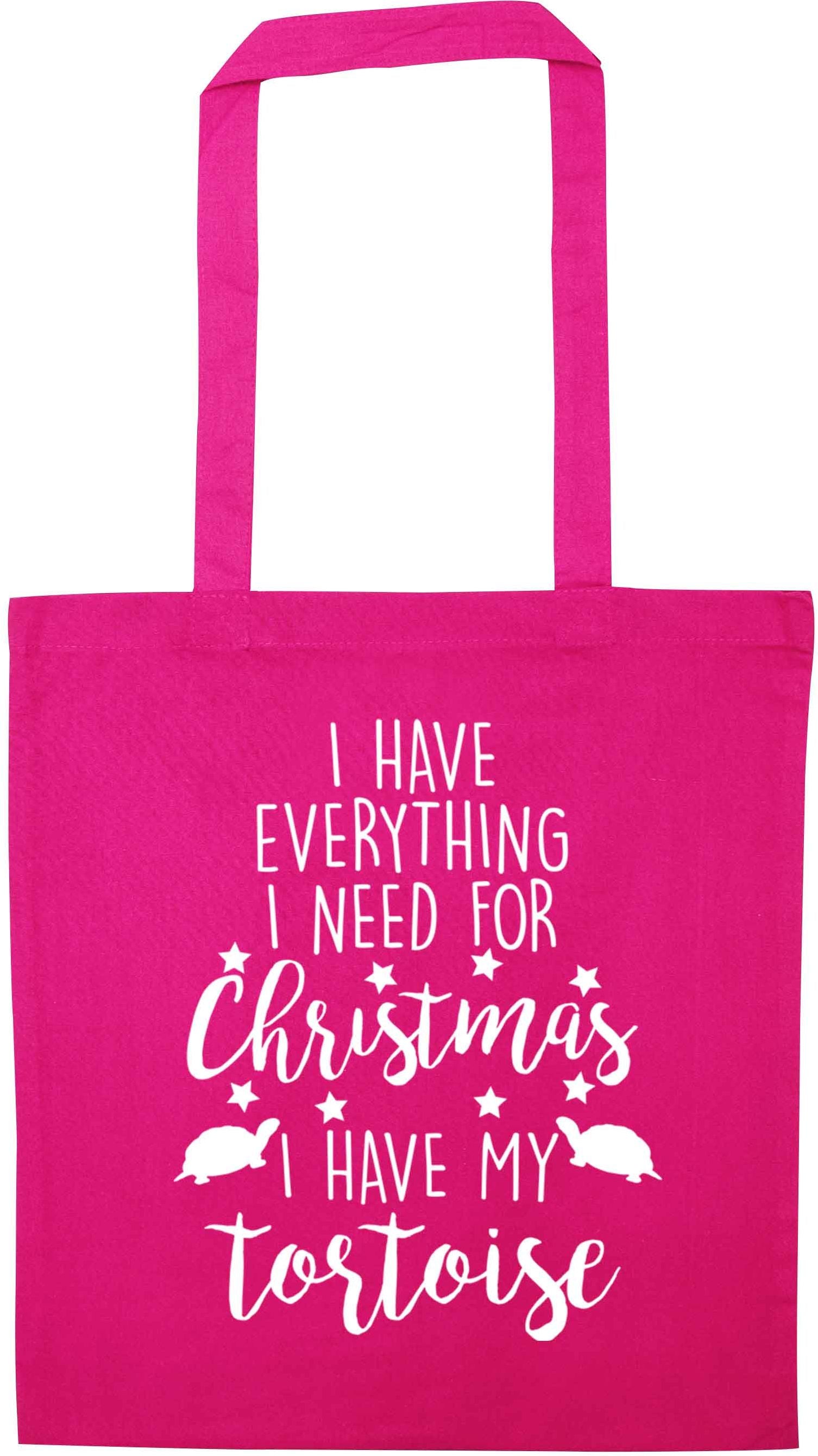 I have everything I need for Christmas I have my tortoise pink tote bag