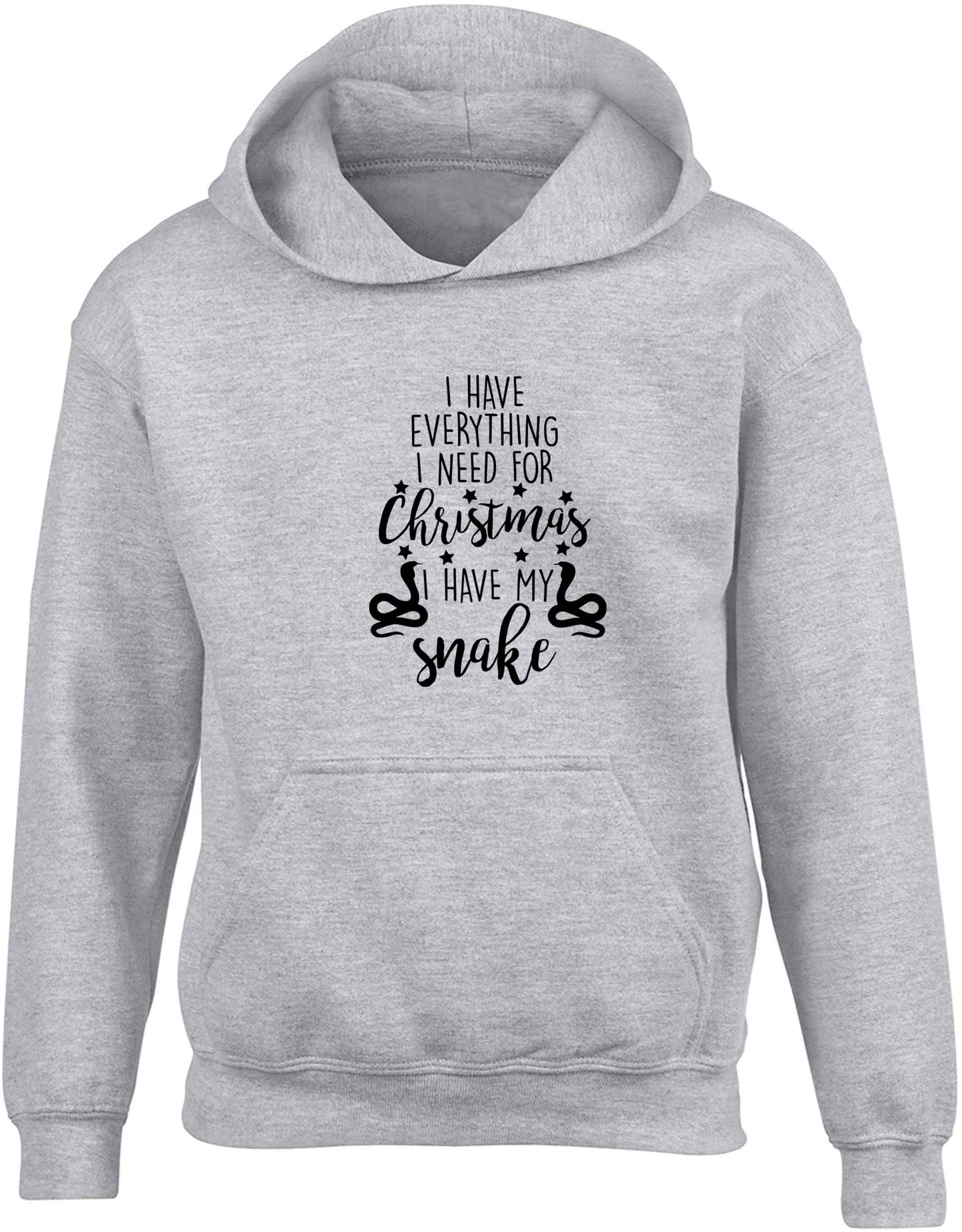 I have everything I need for Christmas I have my snake children's grey hoodie 12-13 Years