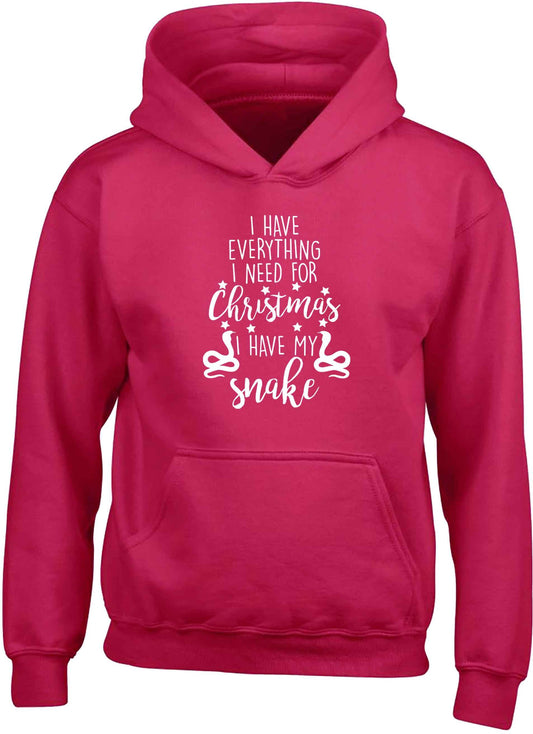 I have everything I need for Christmas I have my snake children's pink hoodie 12-13 Years