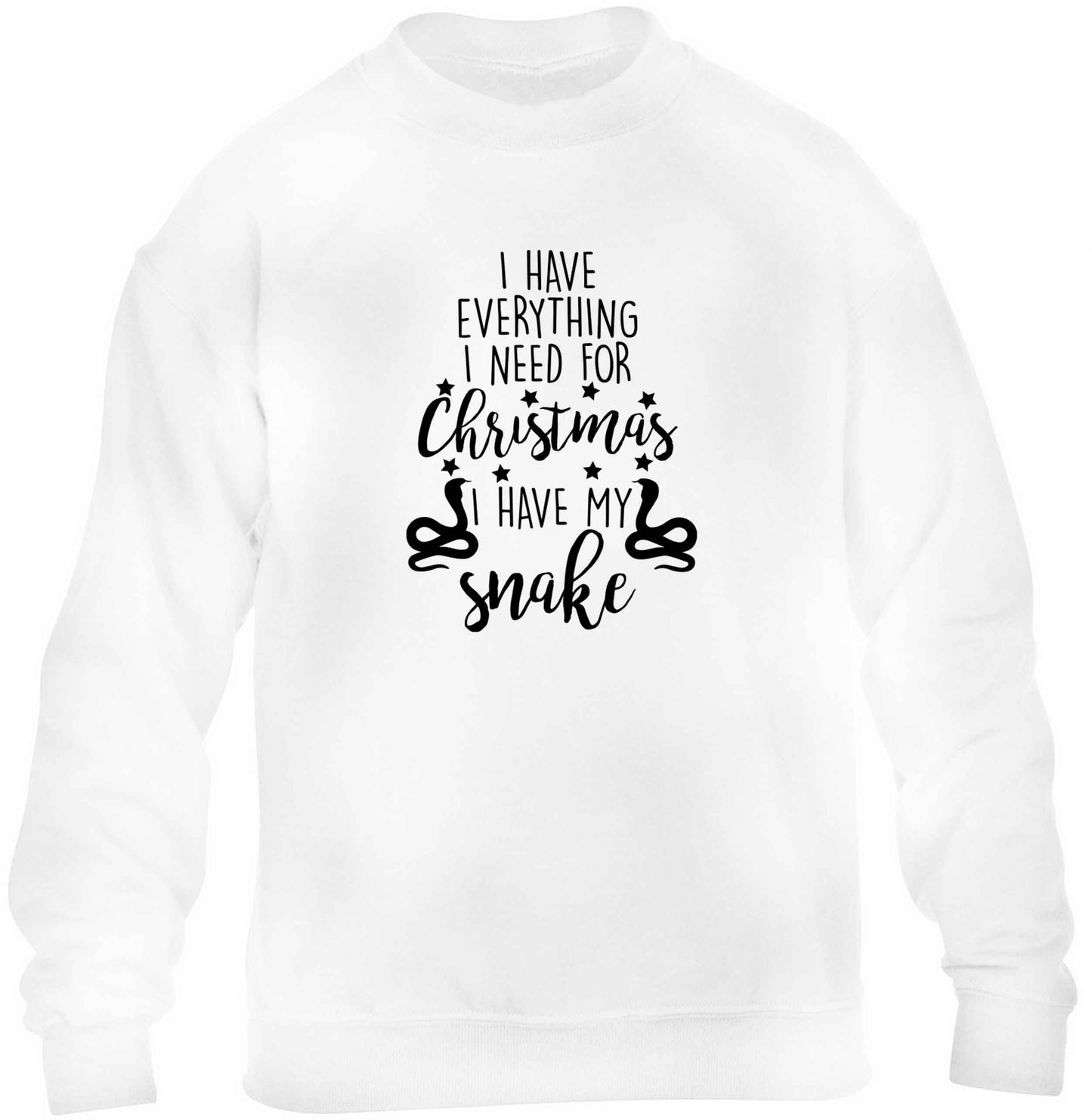 I have everything I need for Christmas I have my snake children's white sweater 12-13 Years
