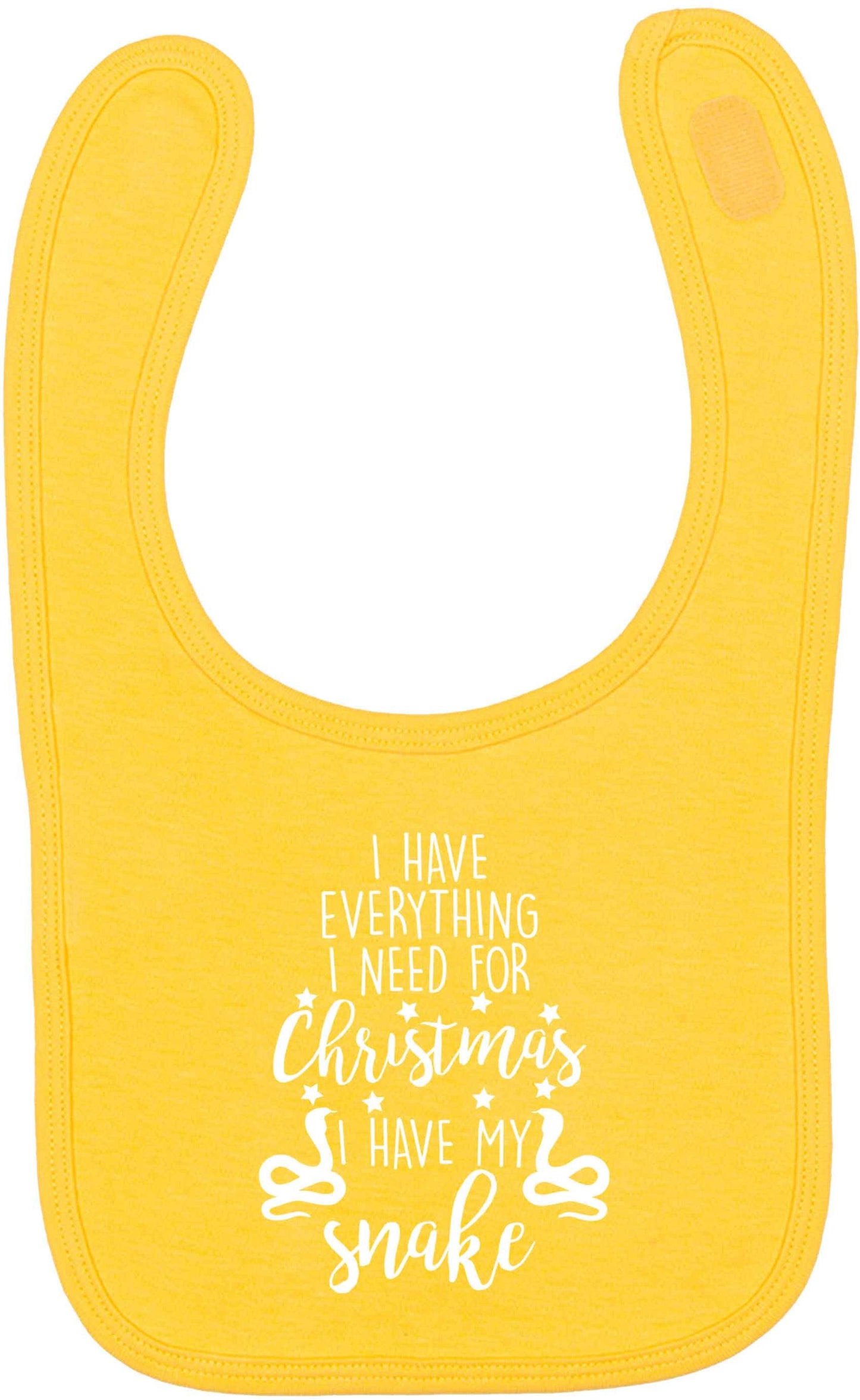 I have everything I need for Christmas I have my snake yellow baby bib