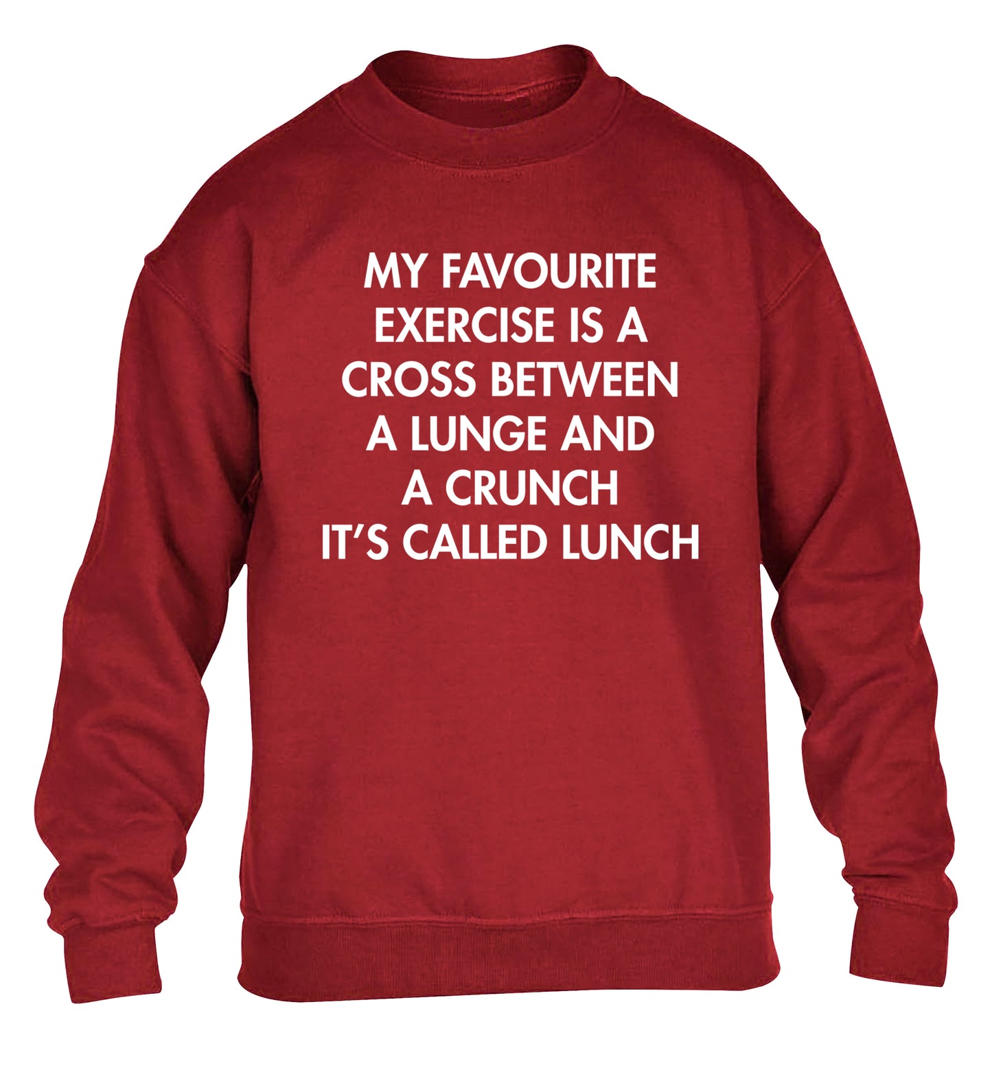My favourite exercise is a cross between a lung and a crunch it's called lunch children's grey sweater 12-14 Years