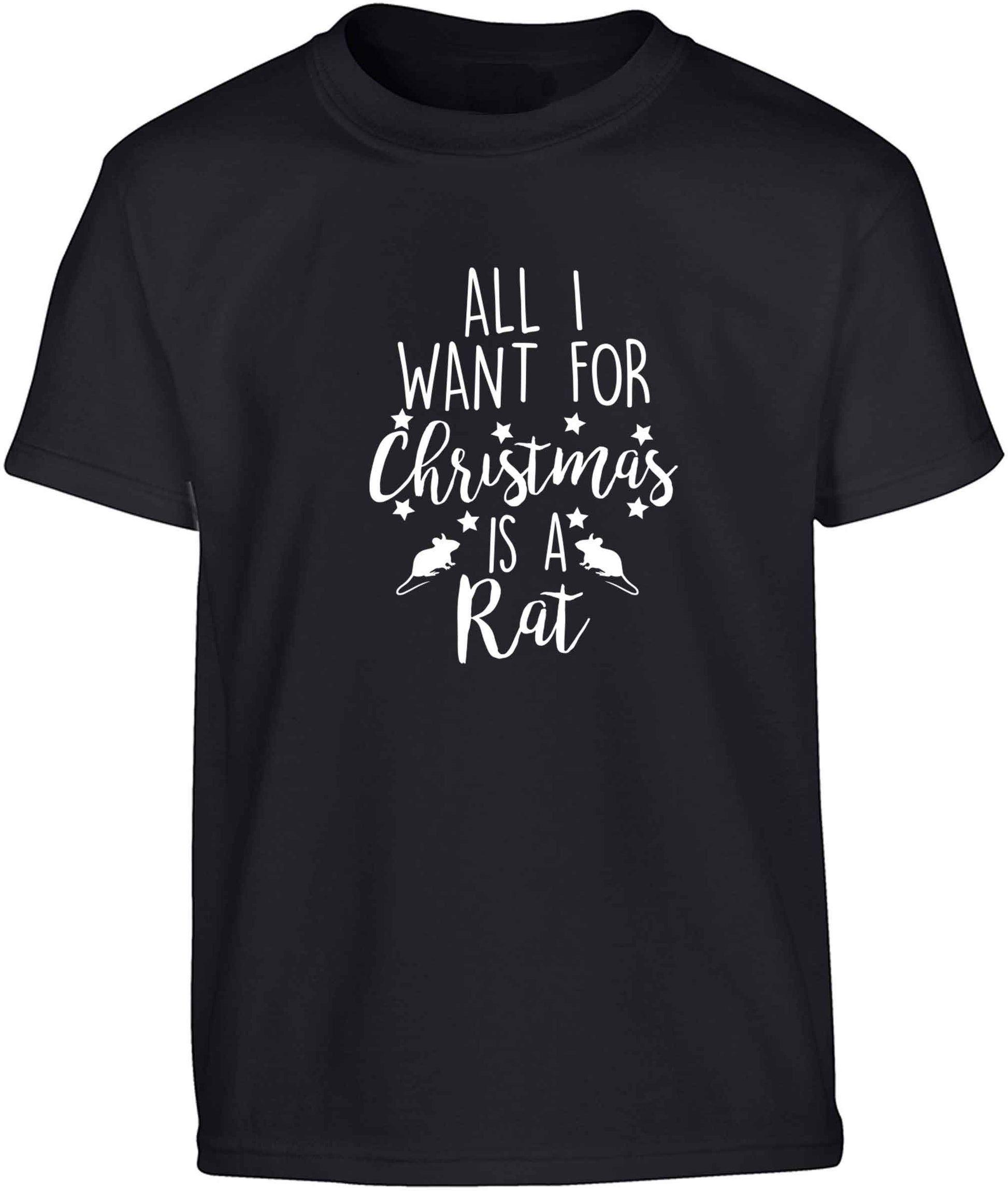 All I want for Christmas is a rat Children's black Tshirt 12-13 Years