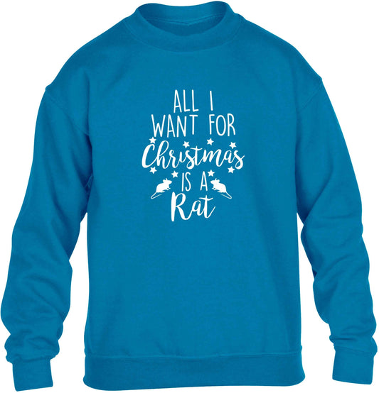 All I want for Christmas is a rat children's blue sweater 12-13 Years