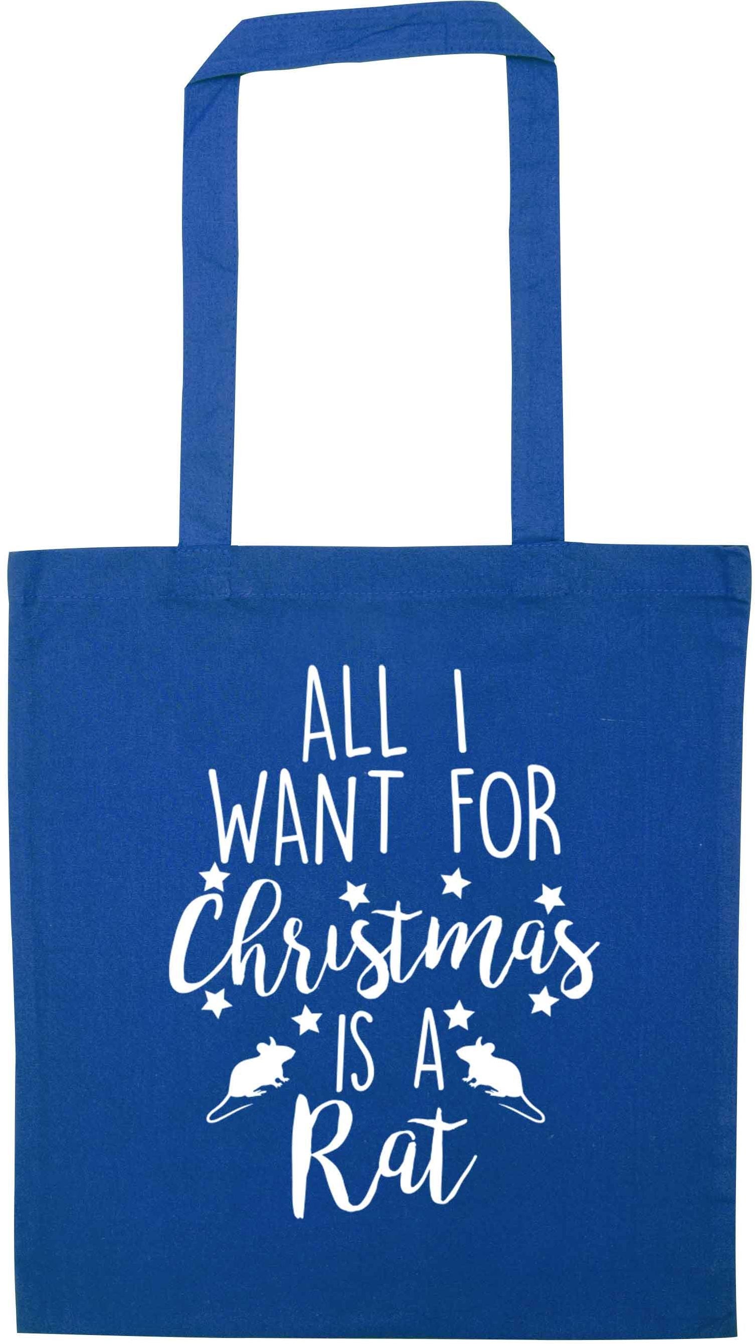 All I want for Christmas is a rat blue tote bag