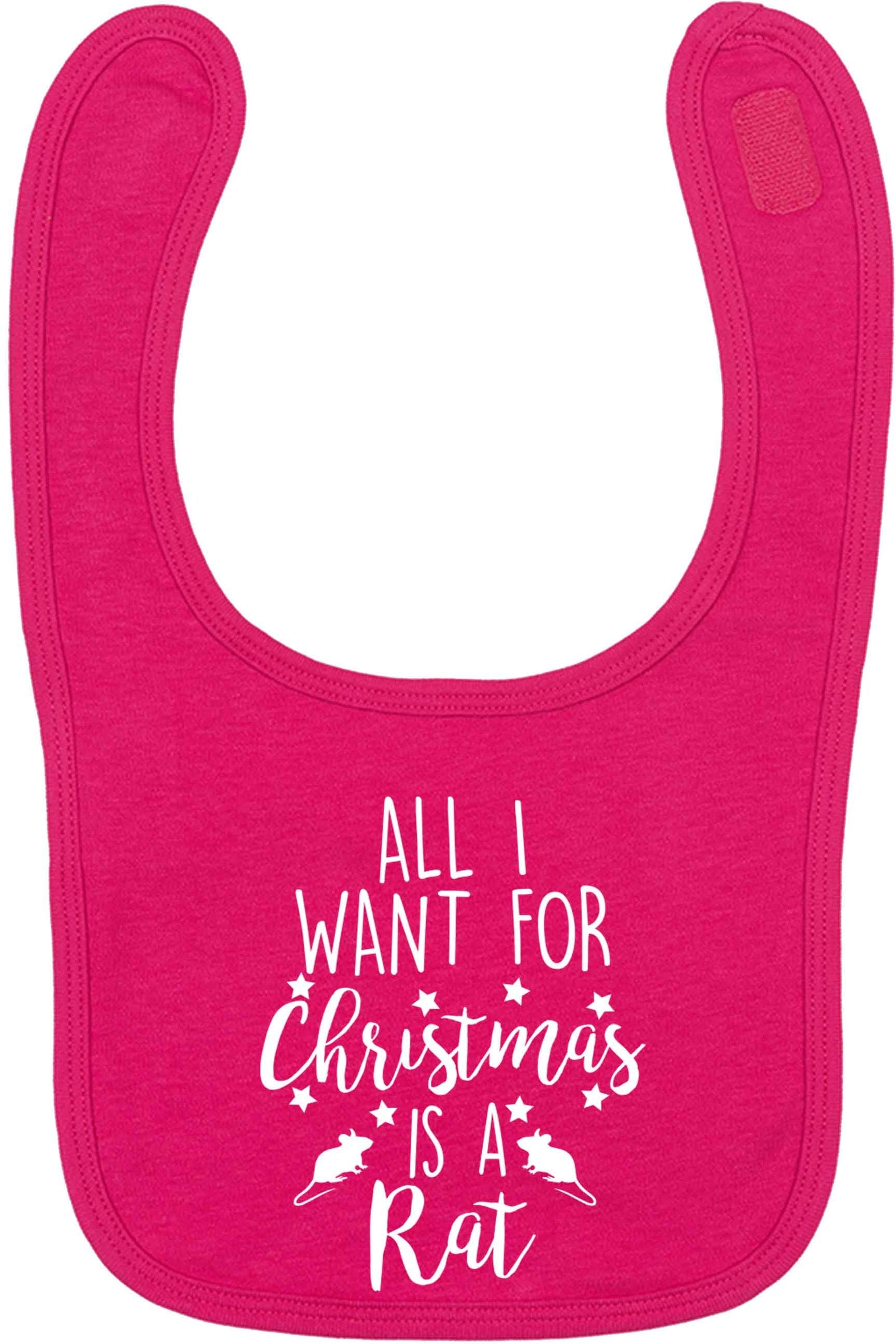 All I want for Christmas is a rat dark pink baby bib