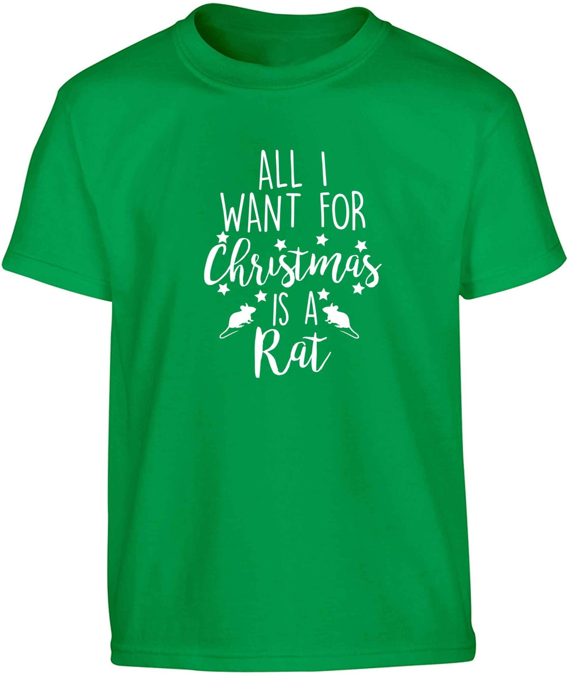 All I want for Christmas is a rat Children's green Tshirt 12-13 Years