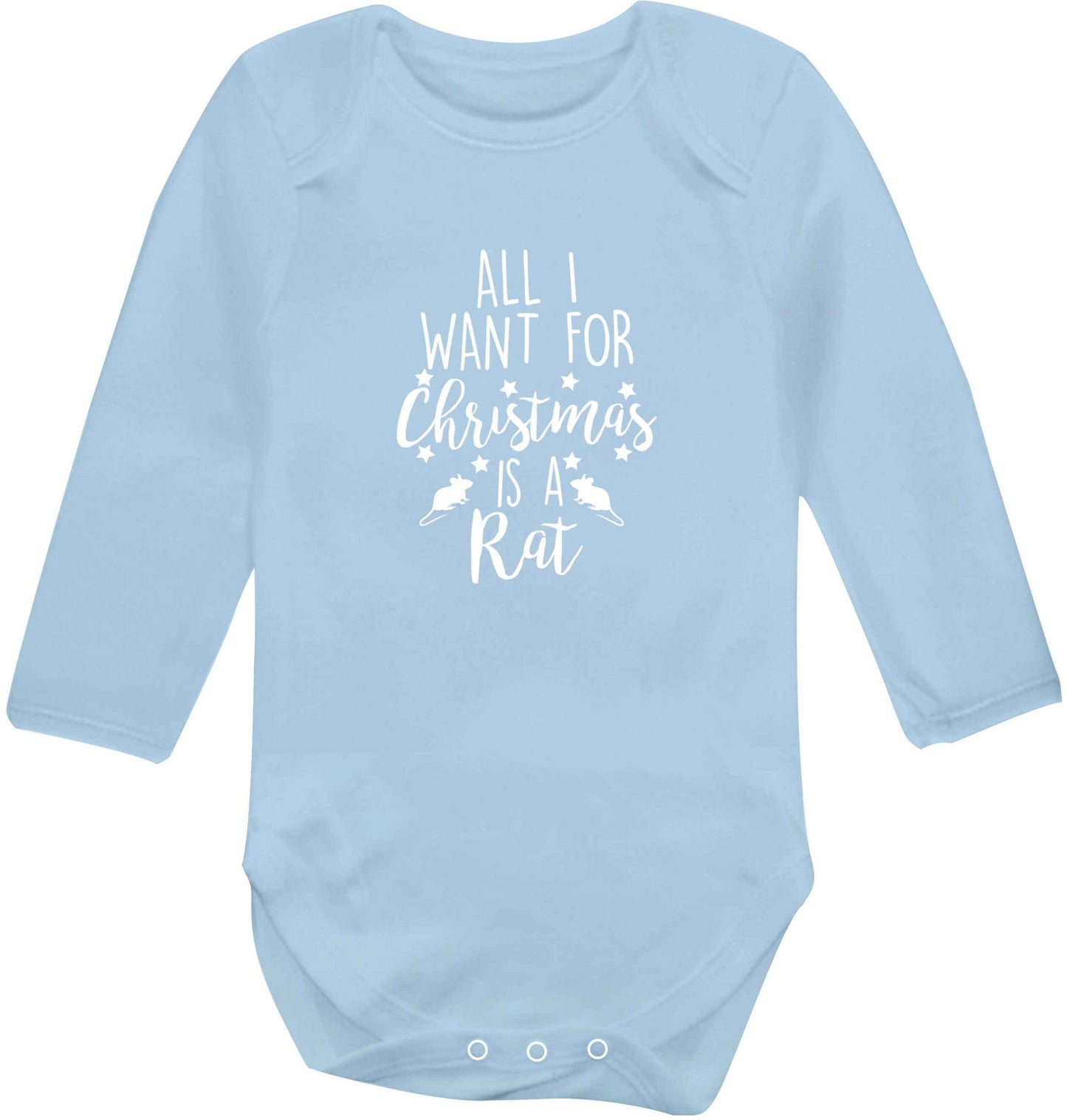 All I want for Christmas is a rat baby vest long sleeved pale blue 6-12 months