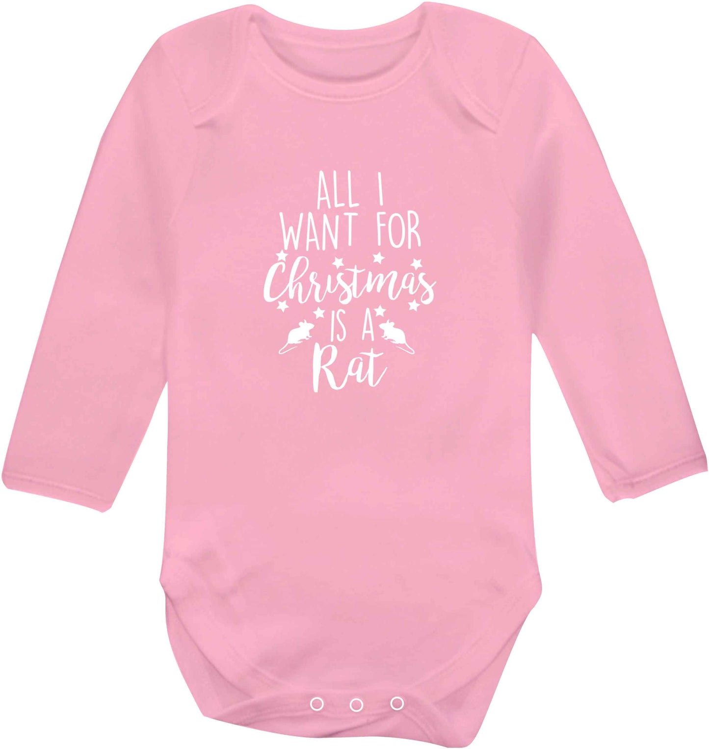 All I want for Christmas is a rat baby vest long sleeved pale pink 6-12 months