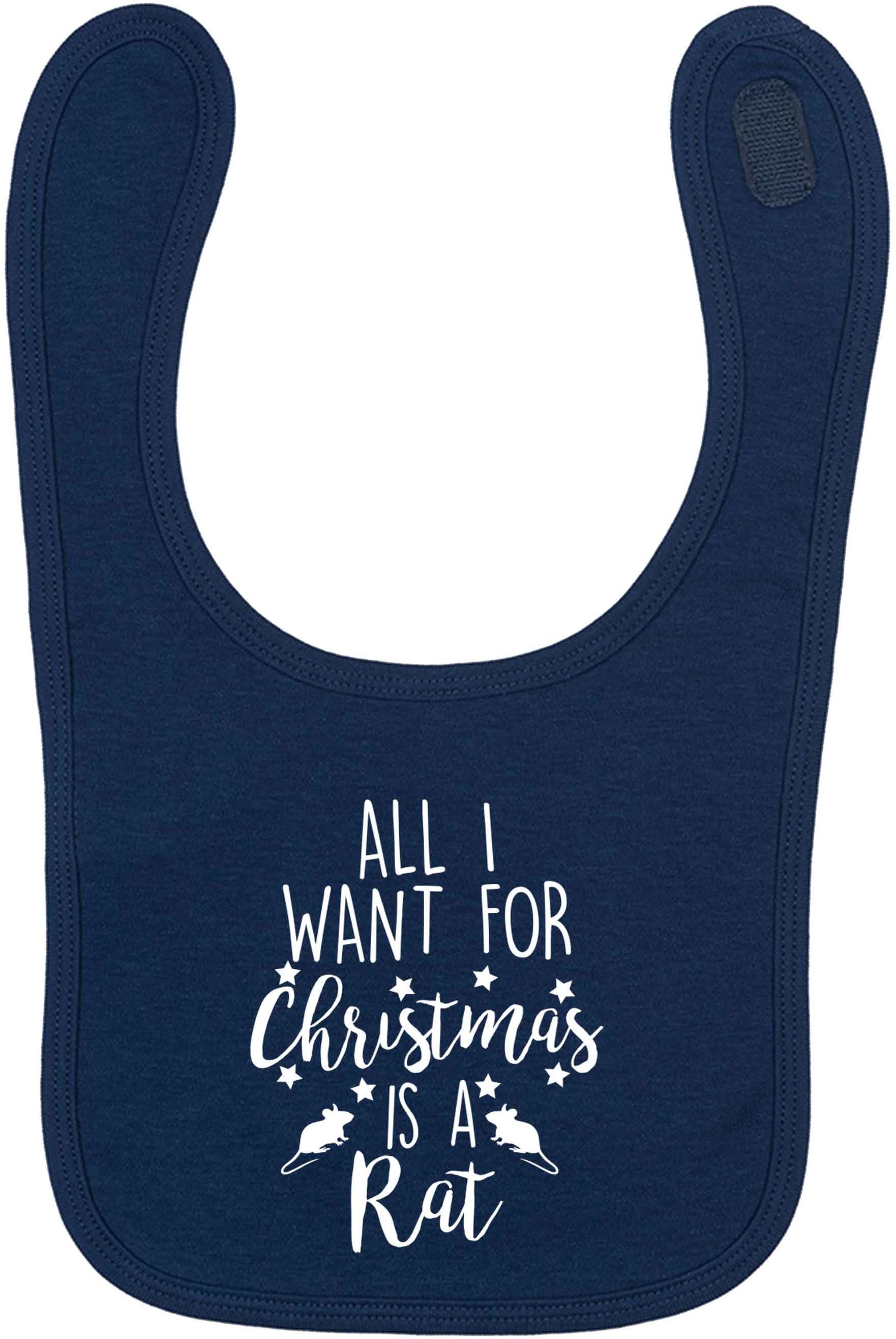 All I want for Christmas is a rat navy baby bib