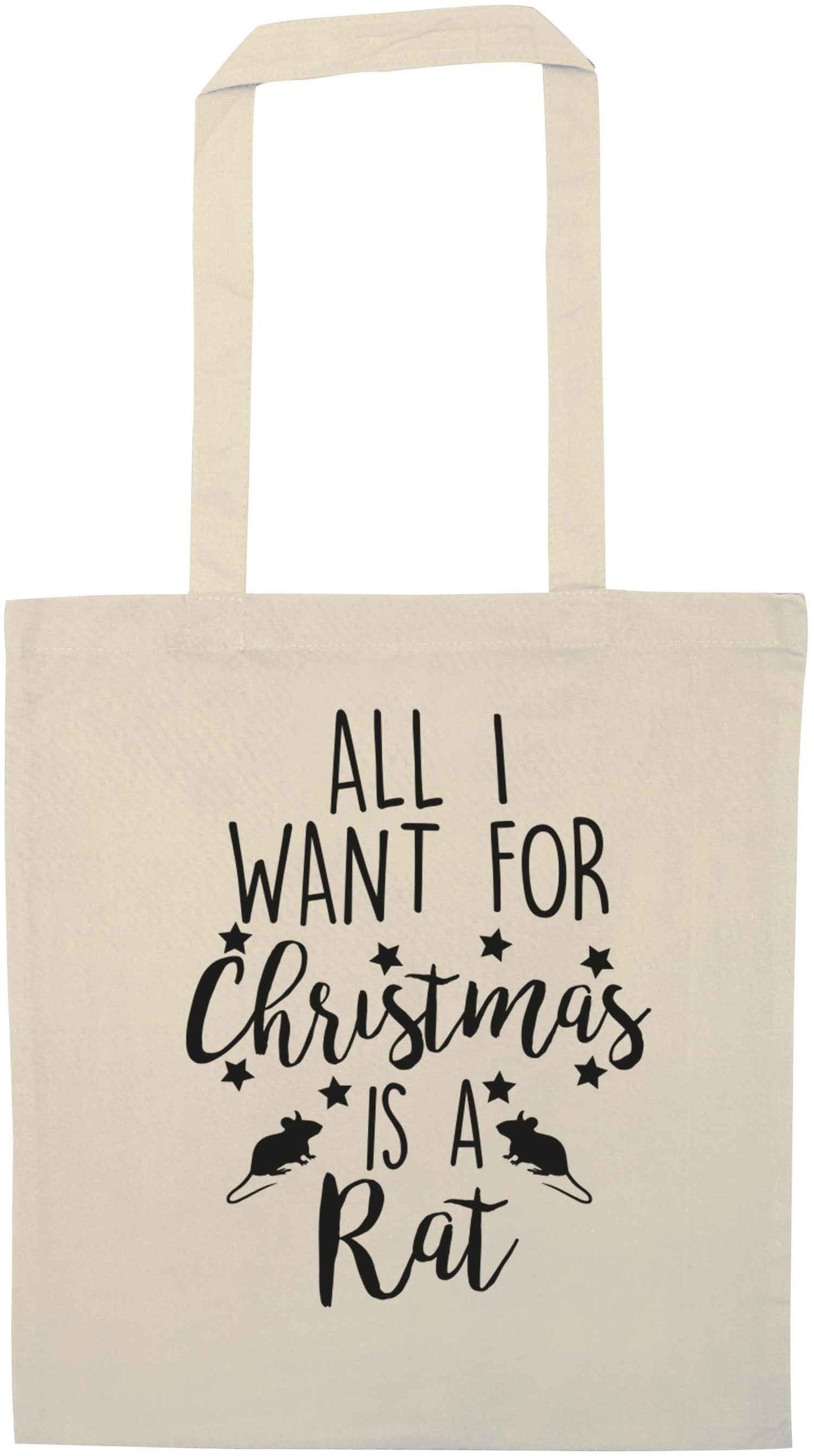 All I want for Christmas is a rat natural tote bag