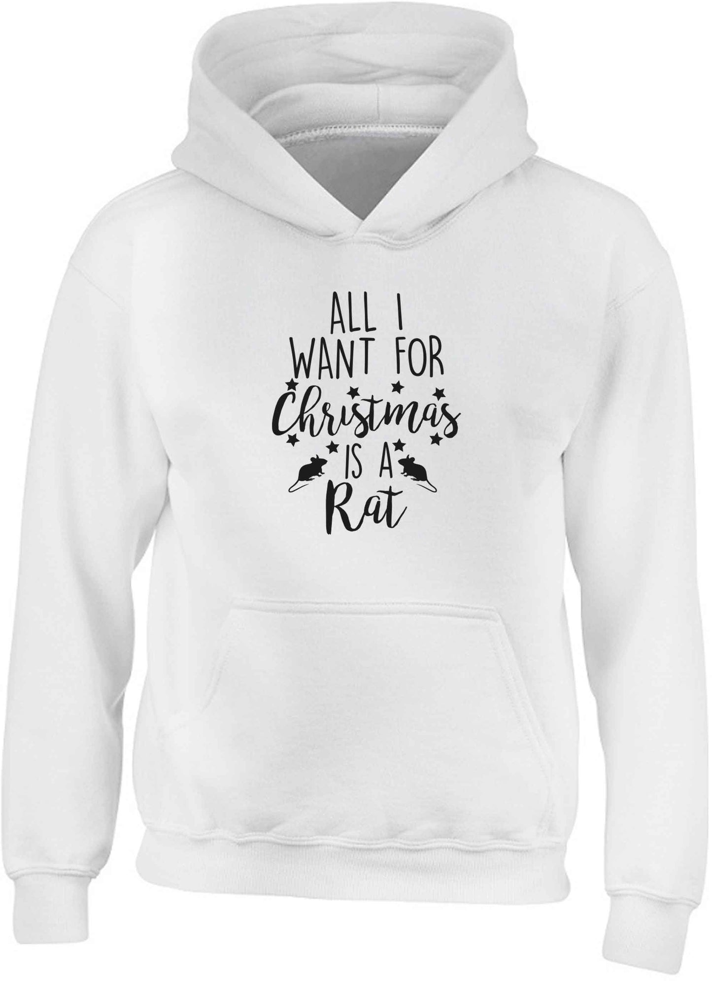 All I want for Christmas is a rat children's white hoodie 12-13 Years