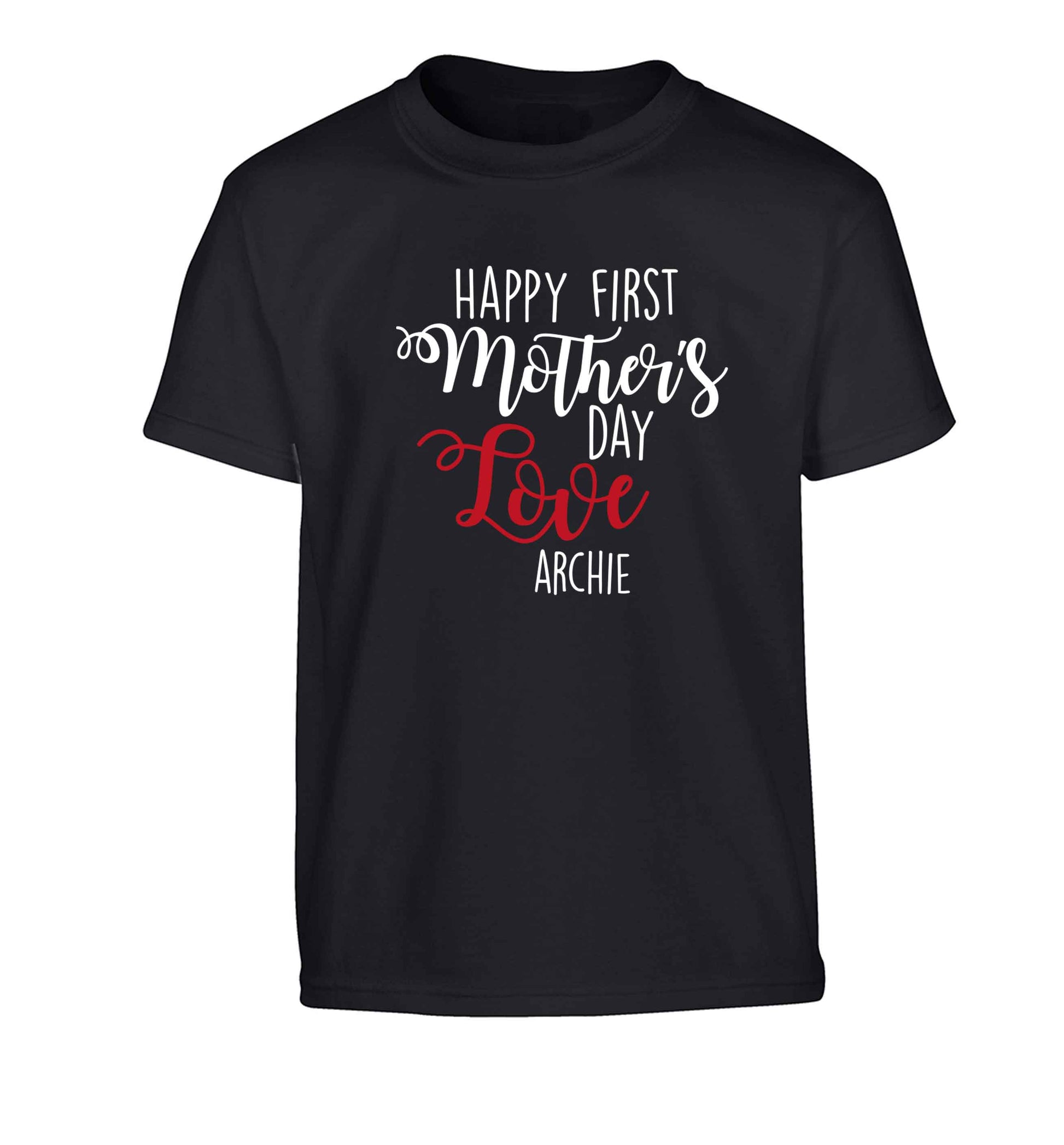 Mummy's first mother's day! Children's black Tshirt 12-13 Years