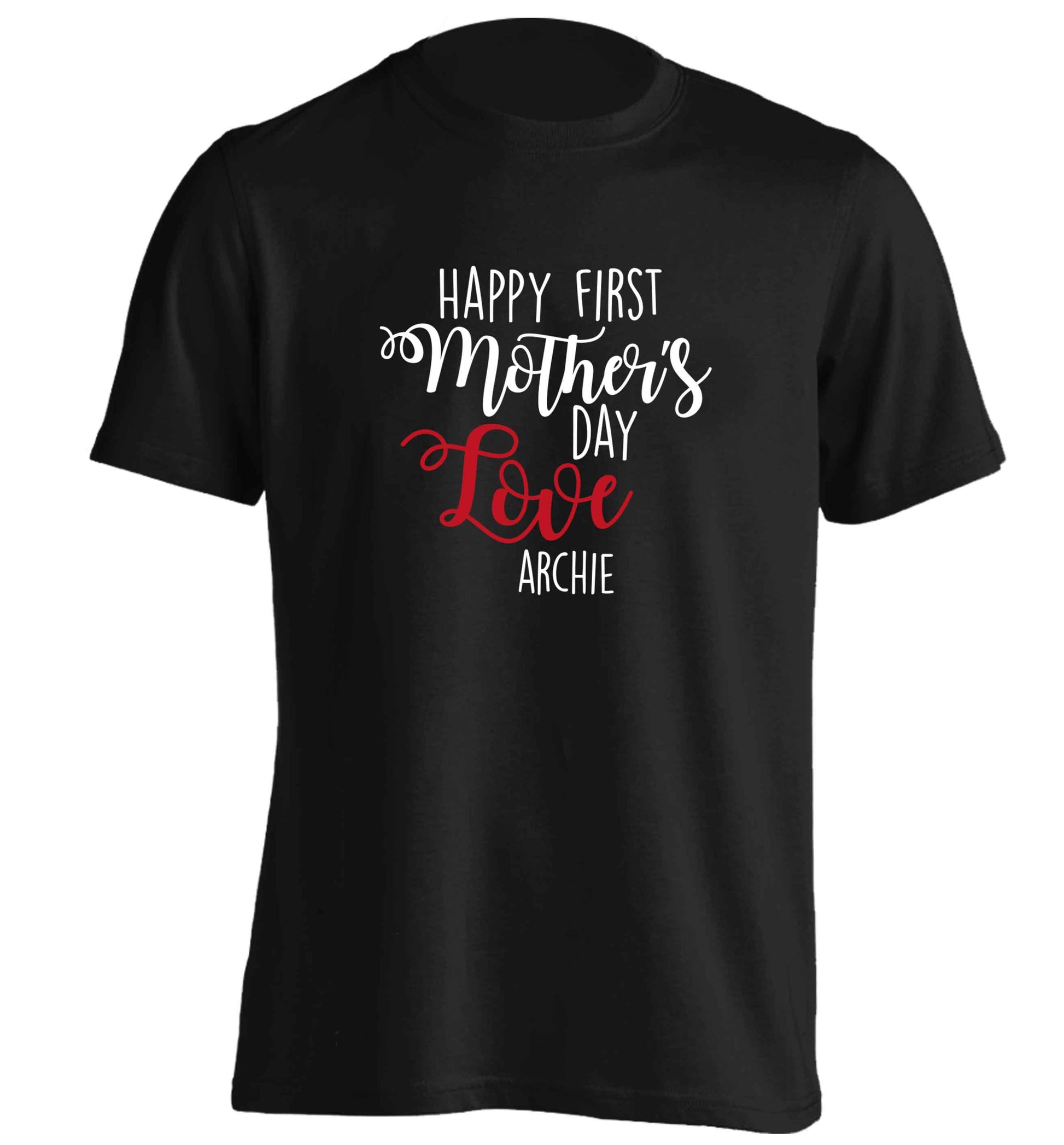 Mummy's first mother's day! adults unisex black Tshirt 2XL