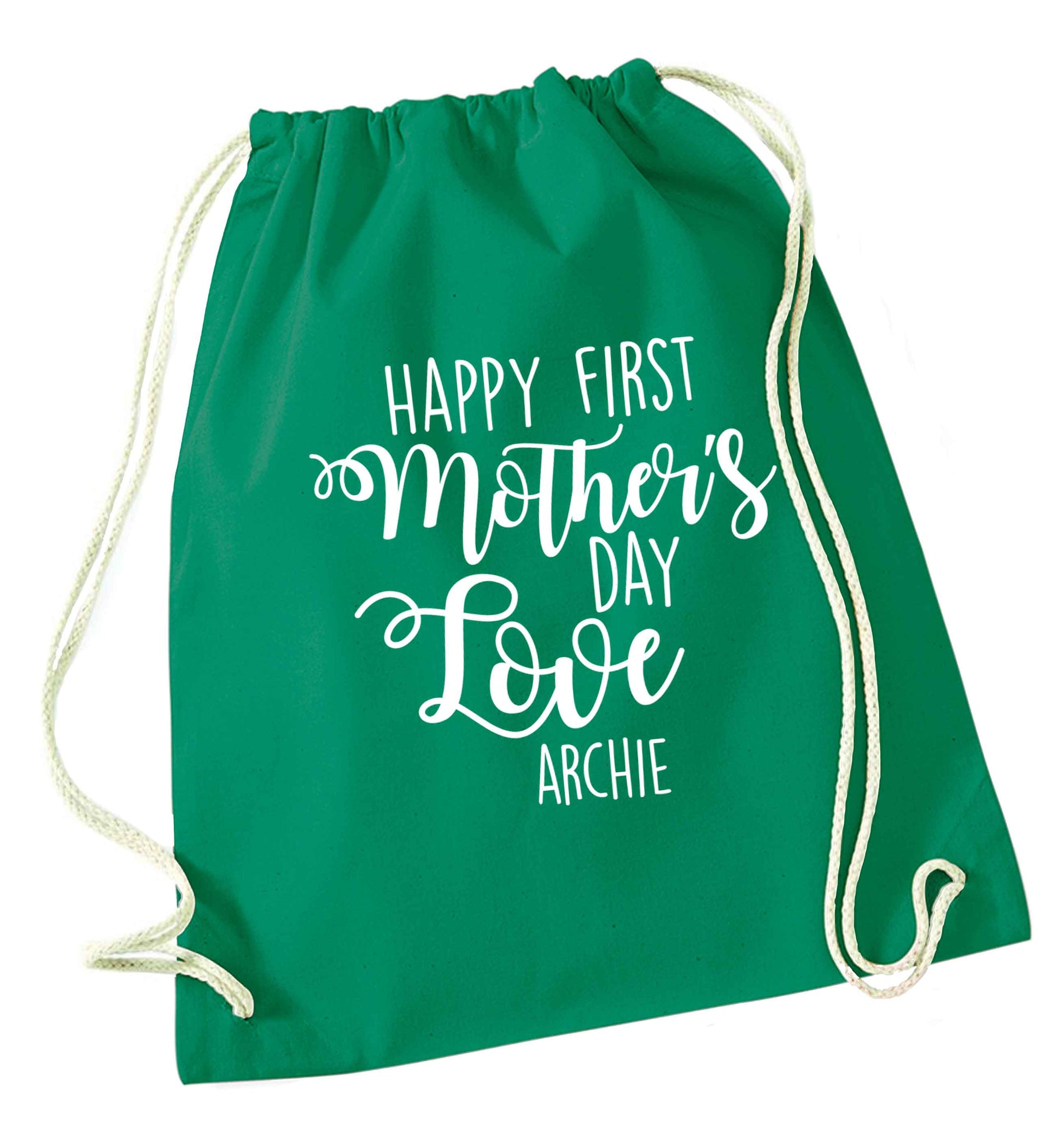 Mummy's first mother's day! green drawstring bag