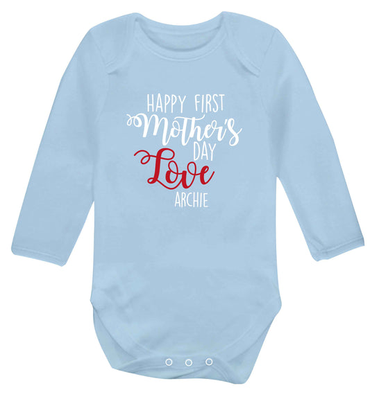 Mummy's first mother's day! baby vest long sleeved pale blue 6-12 months
