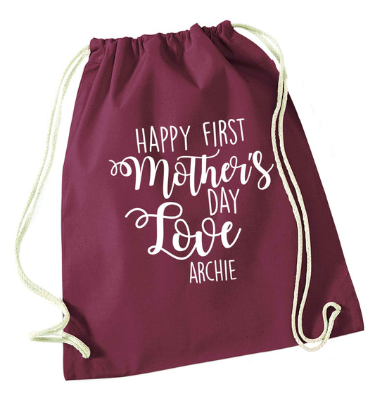 Mummy's first mother's day! maroon drawstring bag
