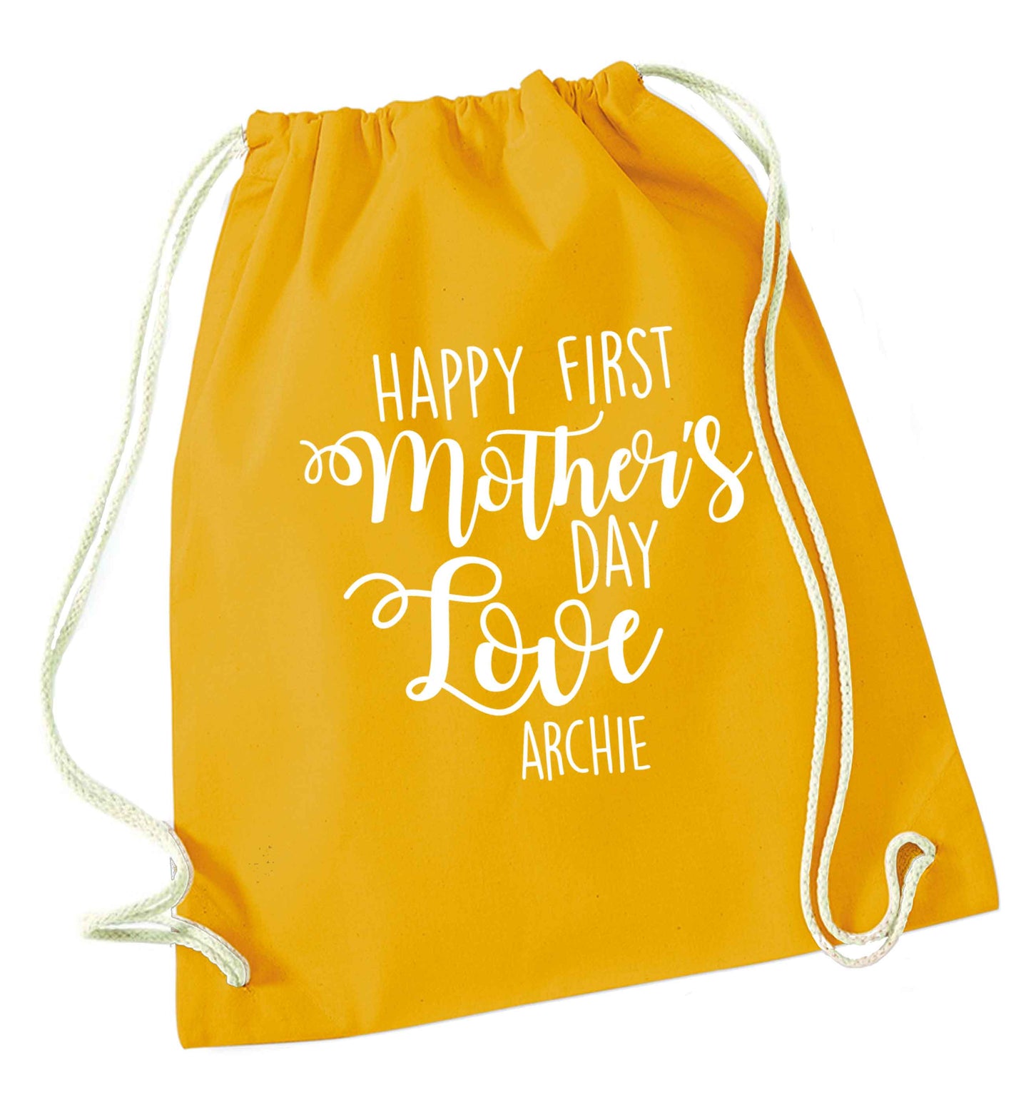 Mummy's first mother's day! mustard drawstring bag