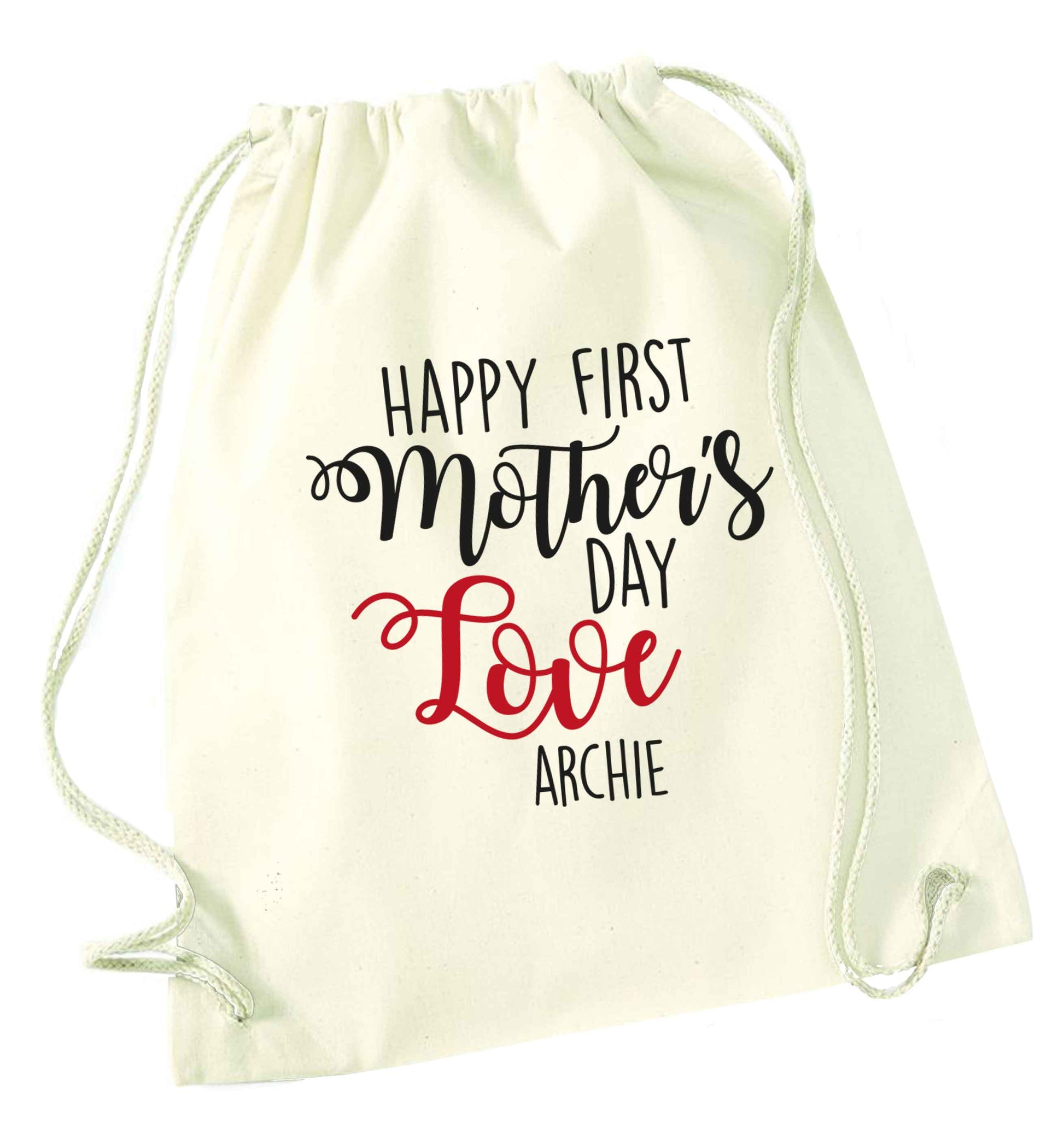 Mummy's first mother's day! natural drawstring bag