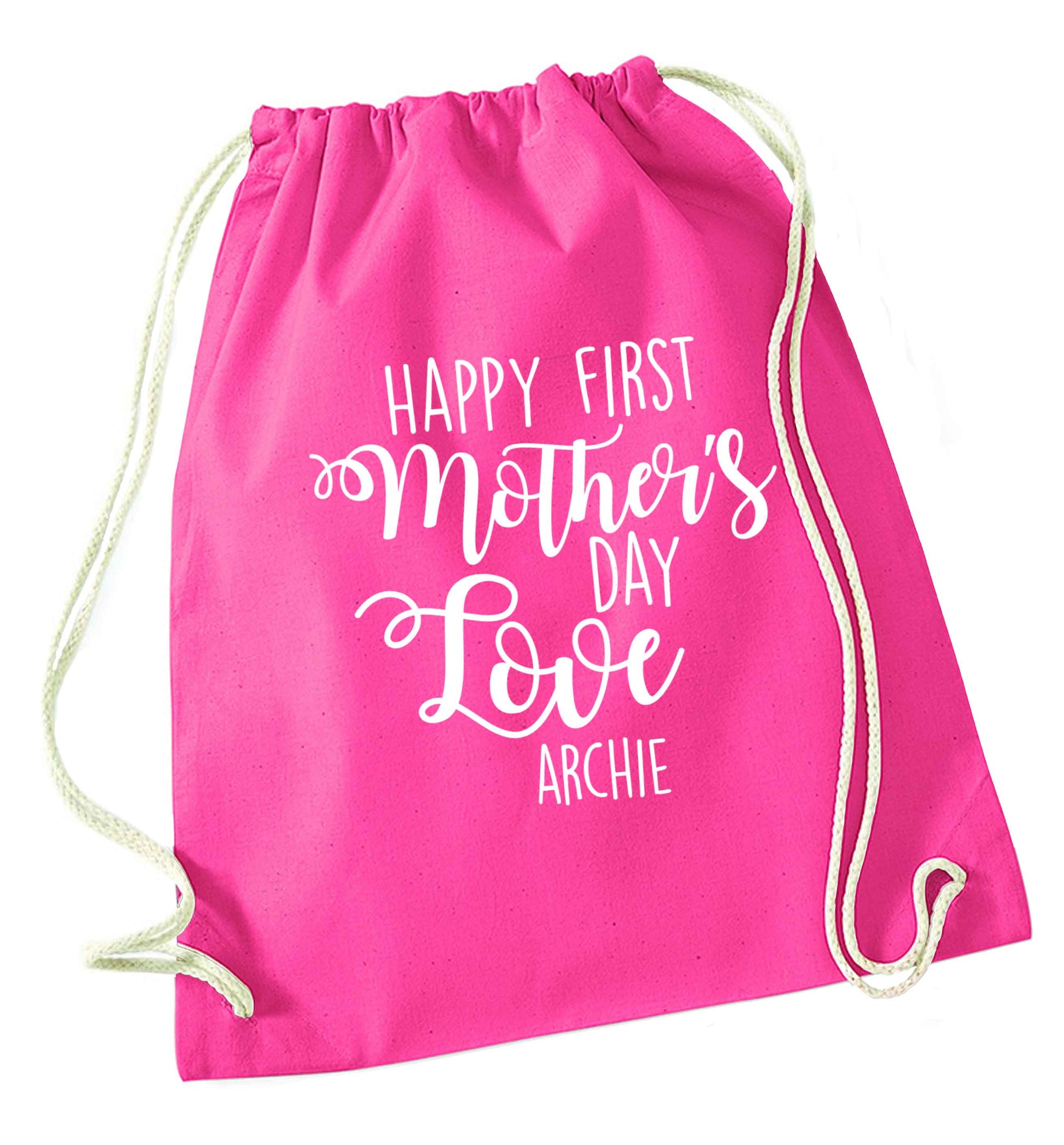Mummy's first mother's day! pink drawstring bag