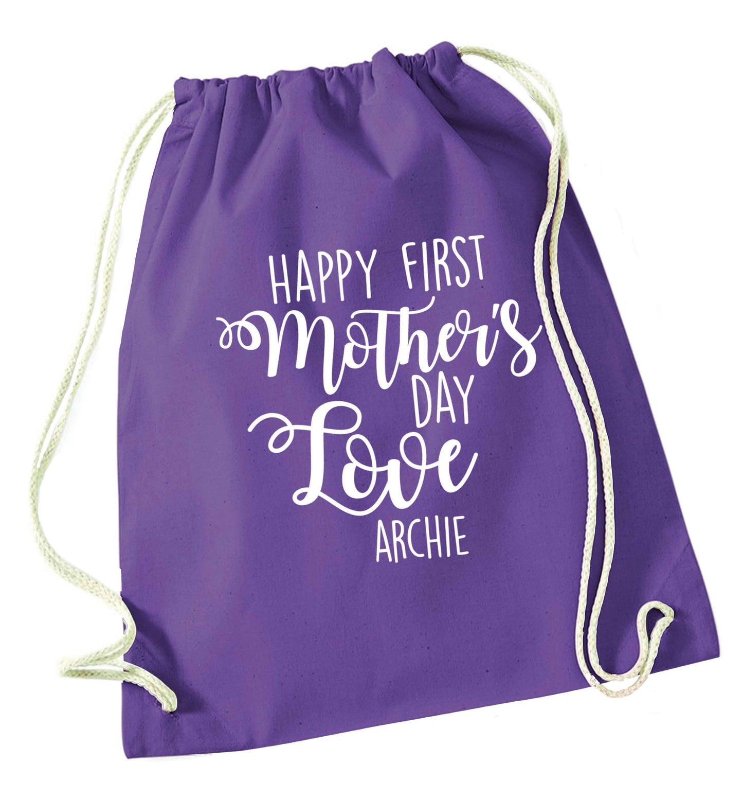 Mummy's first mother's day! purple drawstring bag