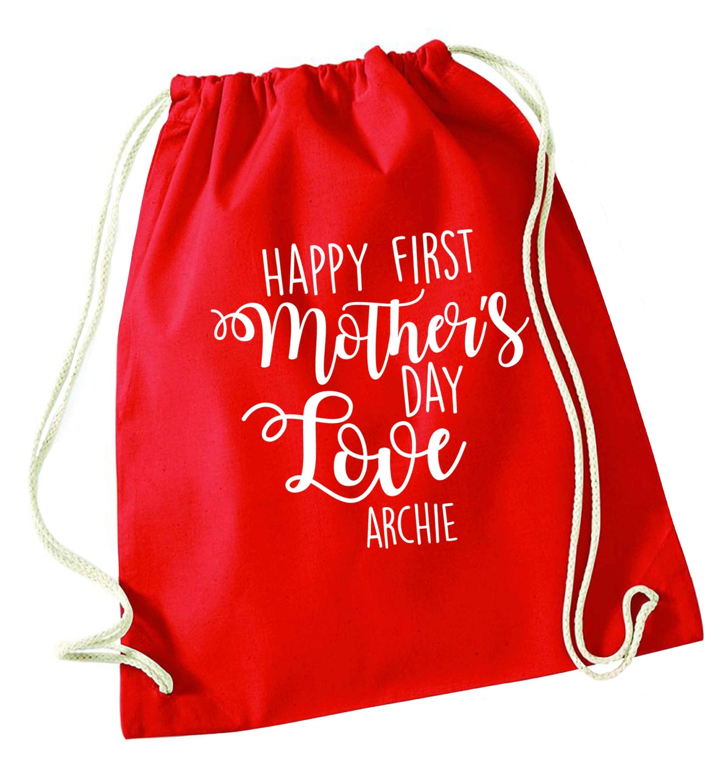 Mummy's first mother's day! red drawstring bag 