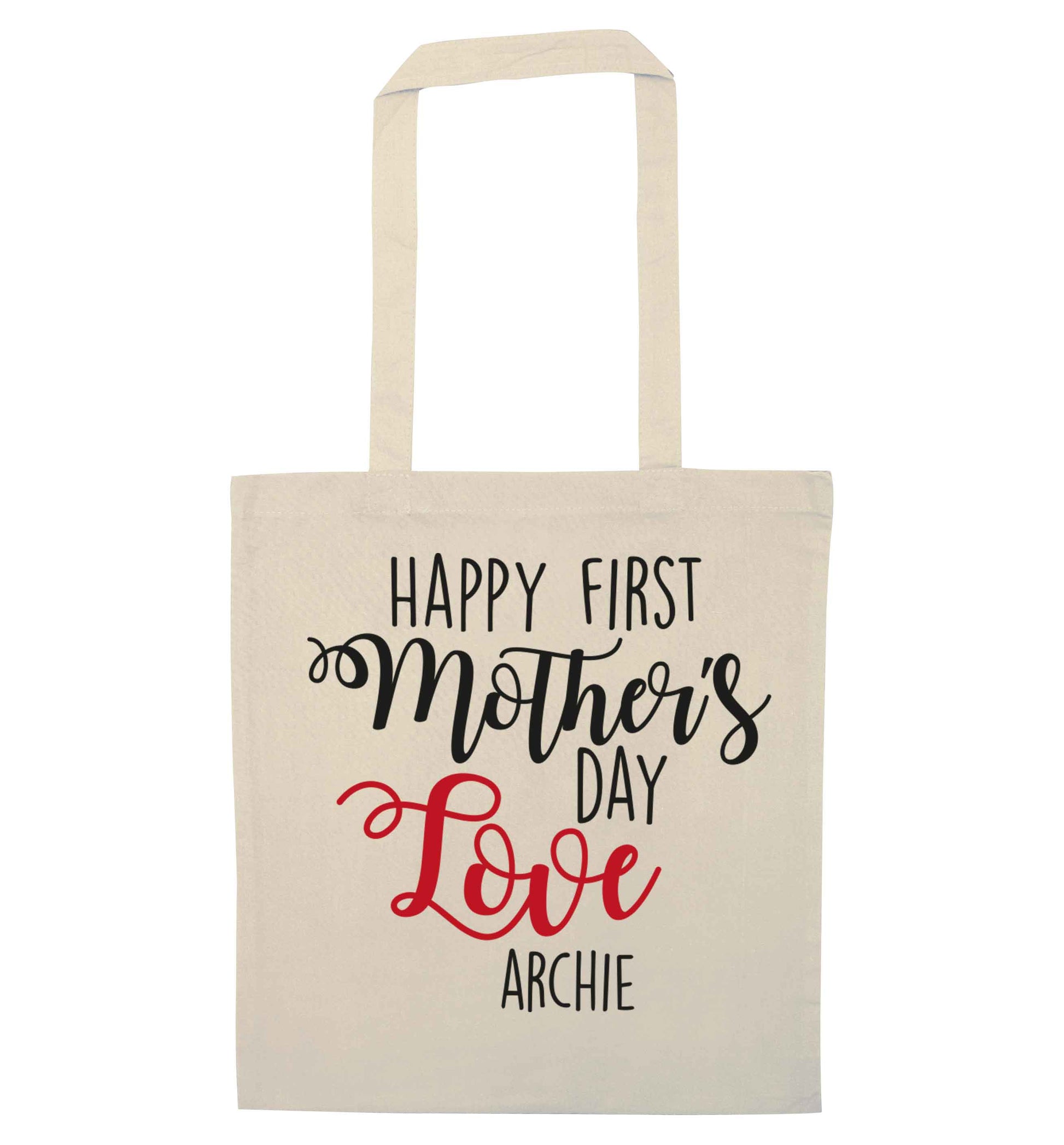 Personalised happy first mother's day love natural tote bag