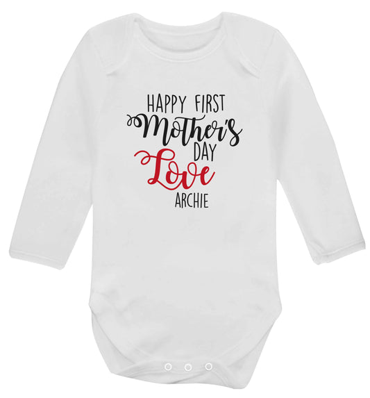 Personalised happy first mother's day love baby vest long sleeved white 6-12 months