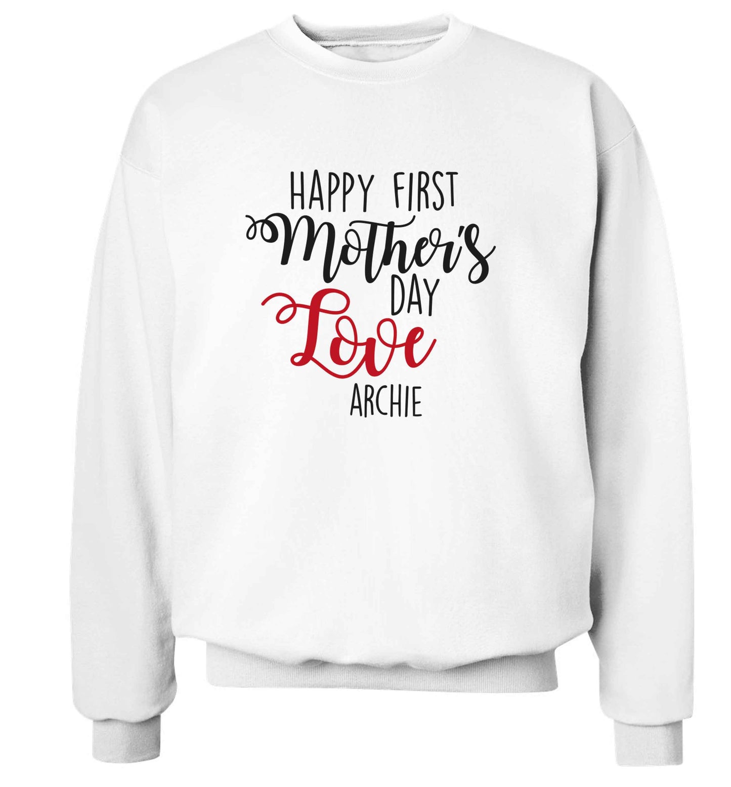 Personalised happy first mother's day love adult's unisex white sweater 2XL