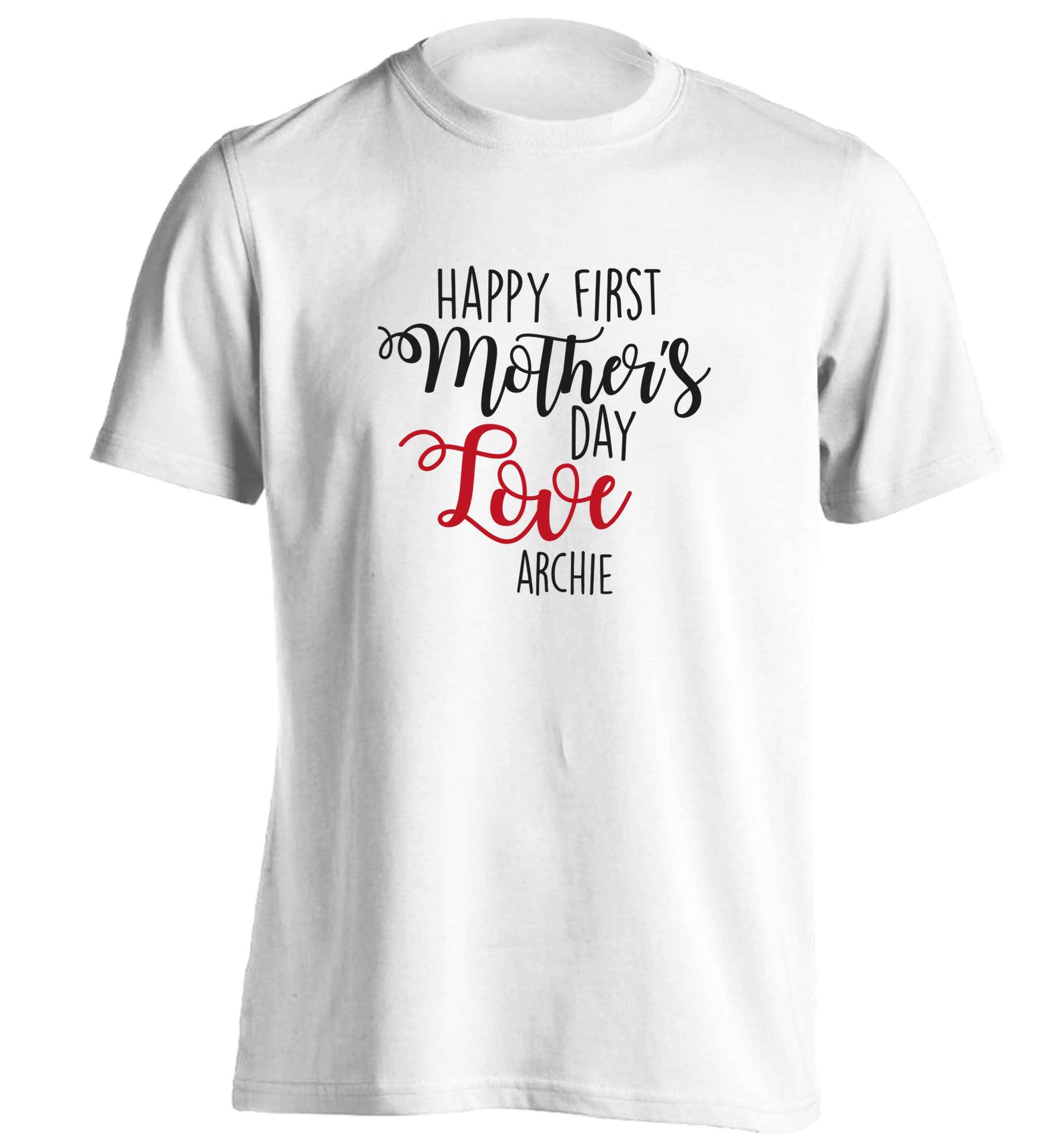 Personalised happy first mother's day love adults unisex white Tshirt 2XL