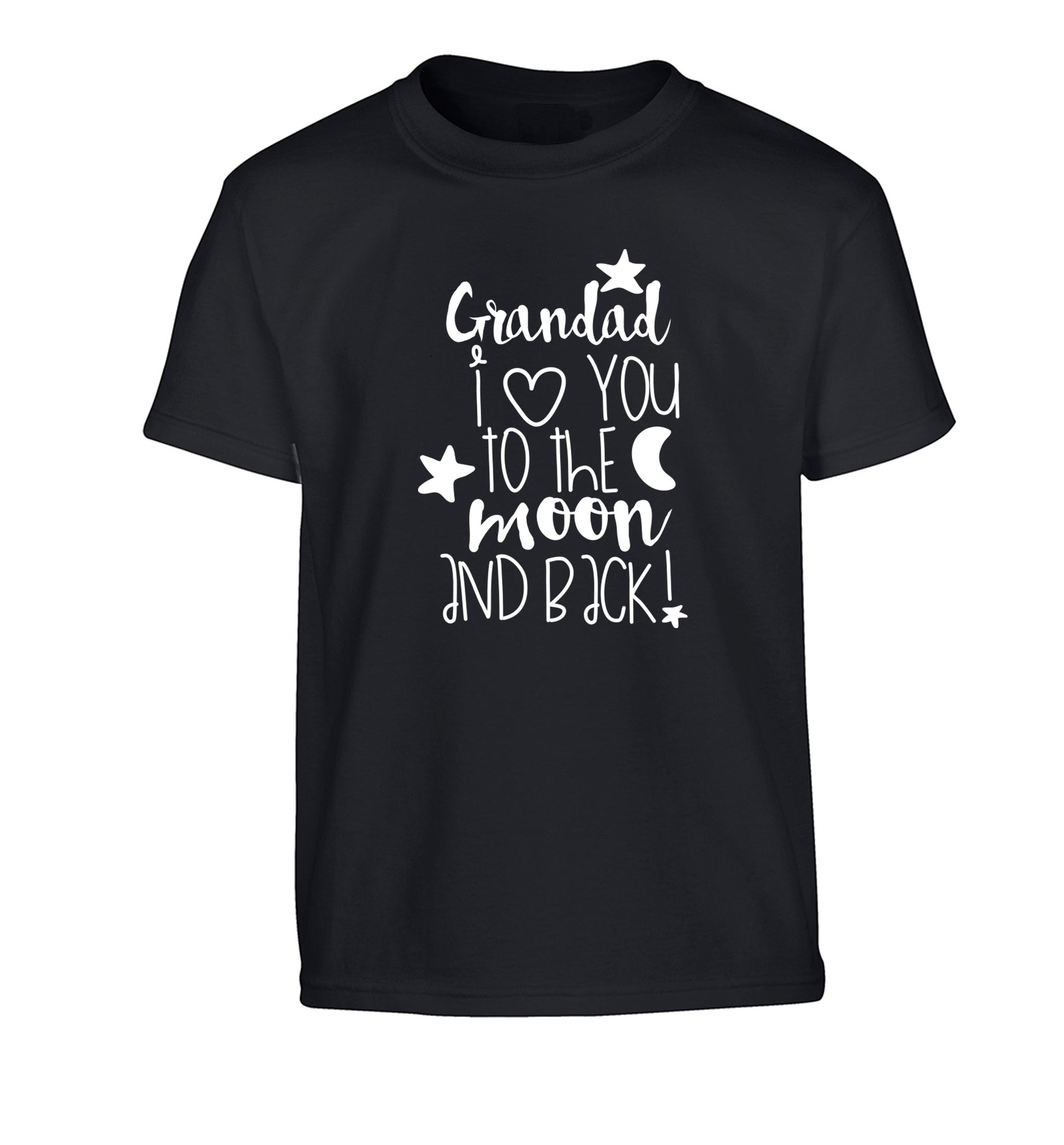 Grandad's I love you to the moon and back Children's black Tshirt 12-14 Years