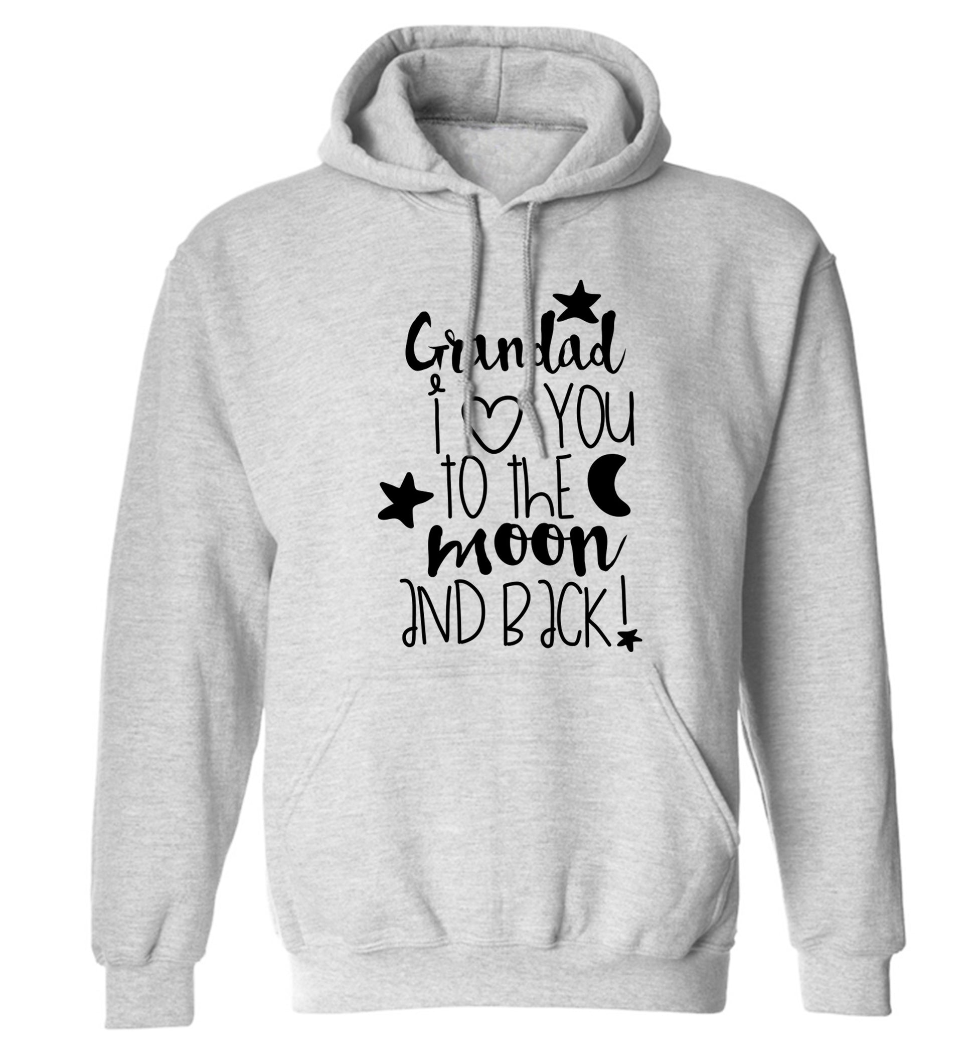 Grandad's I love you to the moon and back adults unisex grey hoodie 2XL