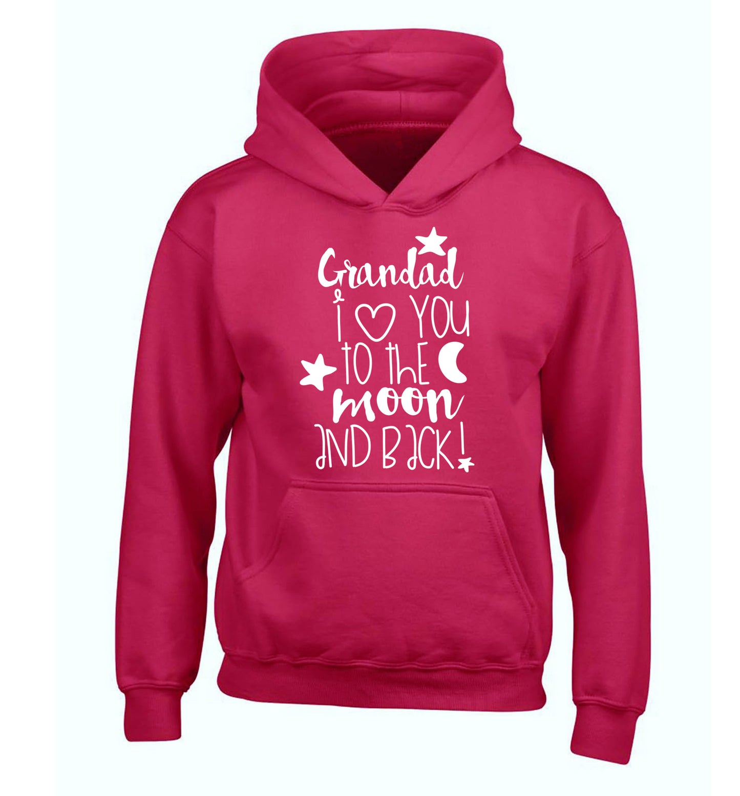 Grandad's I love you to the moon and back children's pink hoodie 12-14 Years
