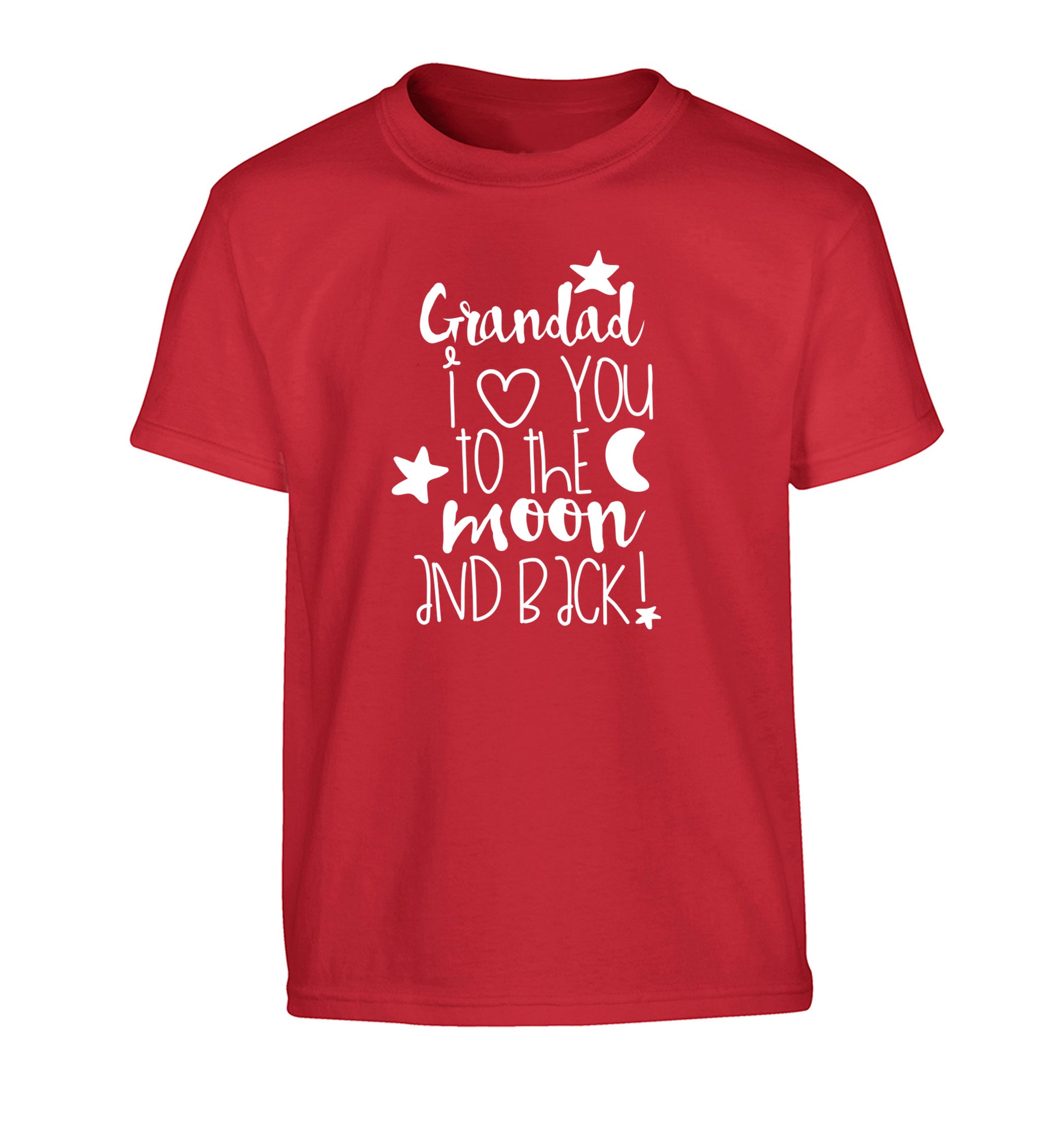 Grandad's I love you to the moon and back Children's red Tshirt 12-14 Years